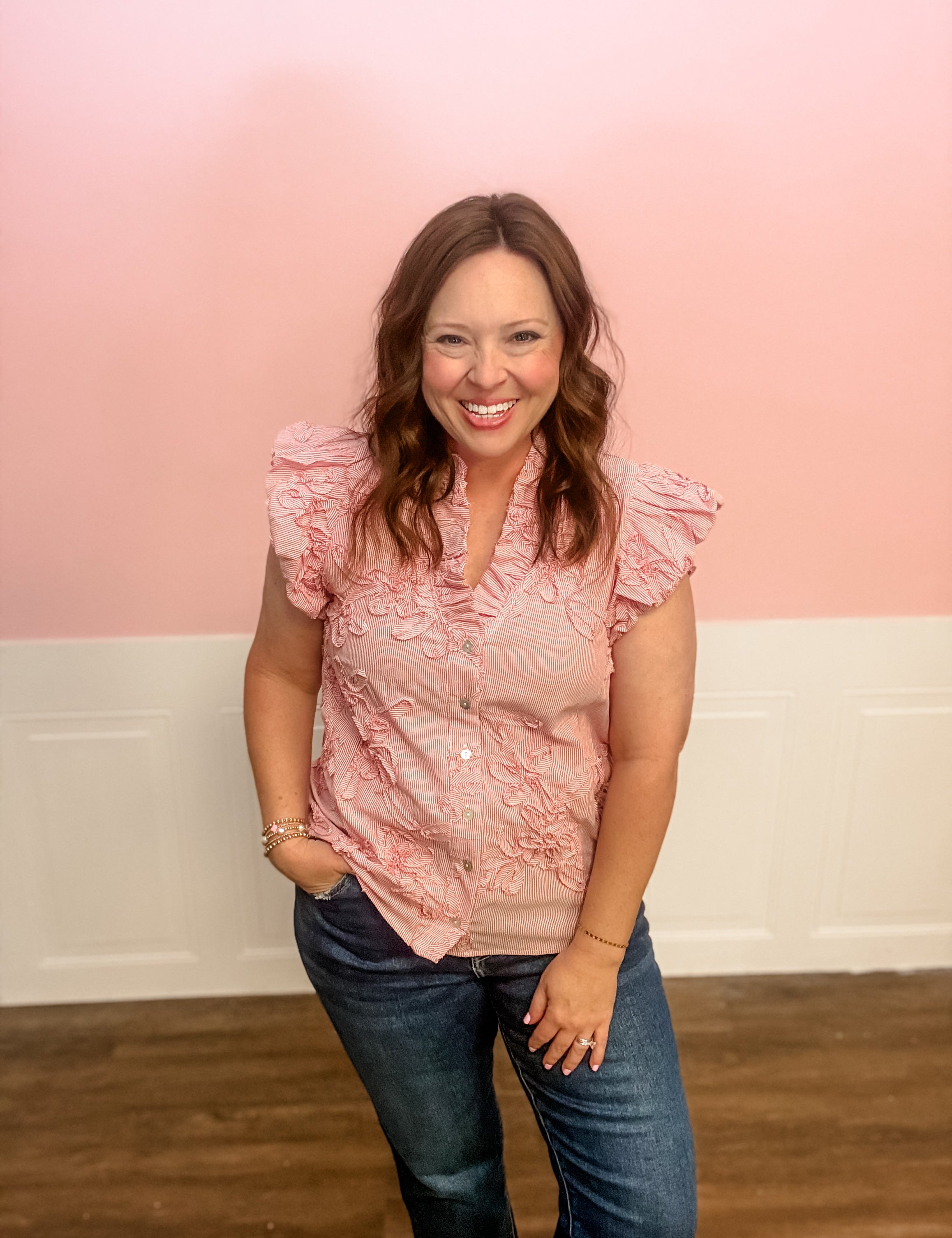 Blushing Garden Ruffle Top - Just a Small Town Girl