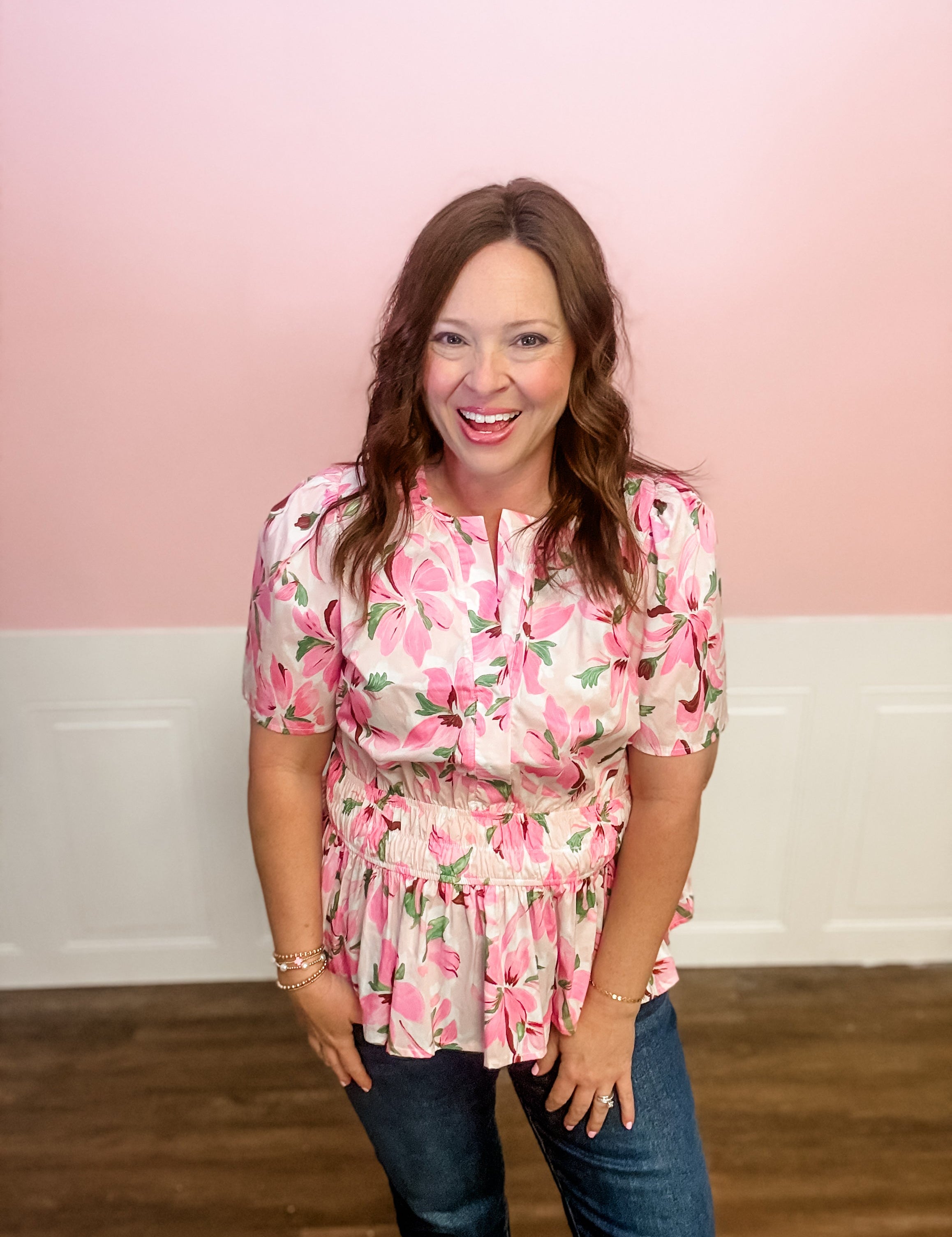 Blushing Petals Peplum Top - Just a Small Town Girl