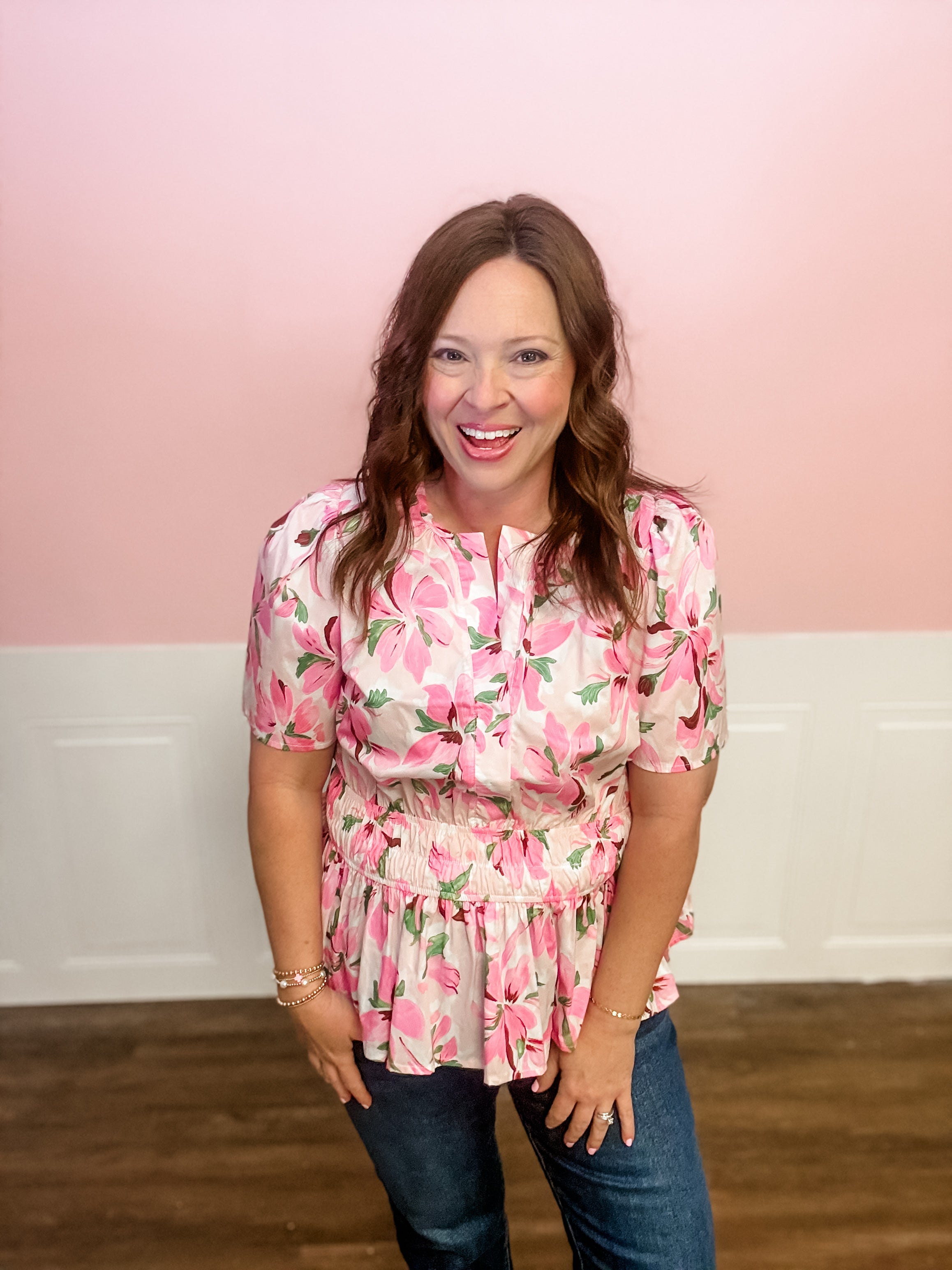 Blushing Petals Peplum Top - Just a Small Town Girl