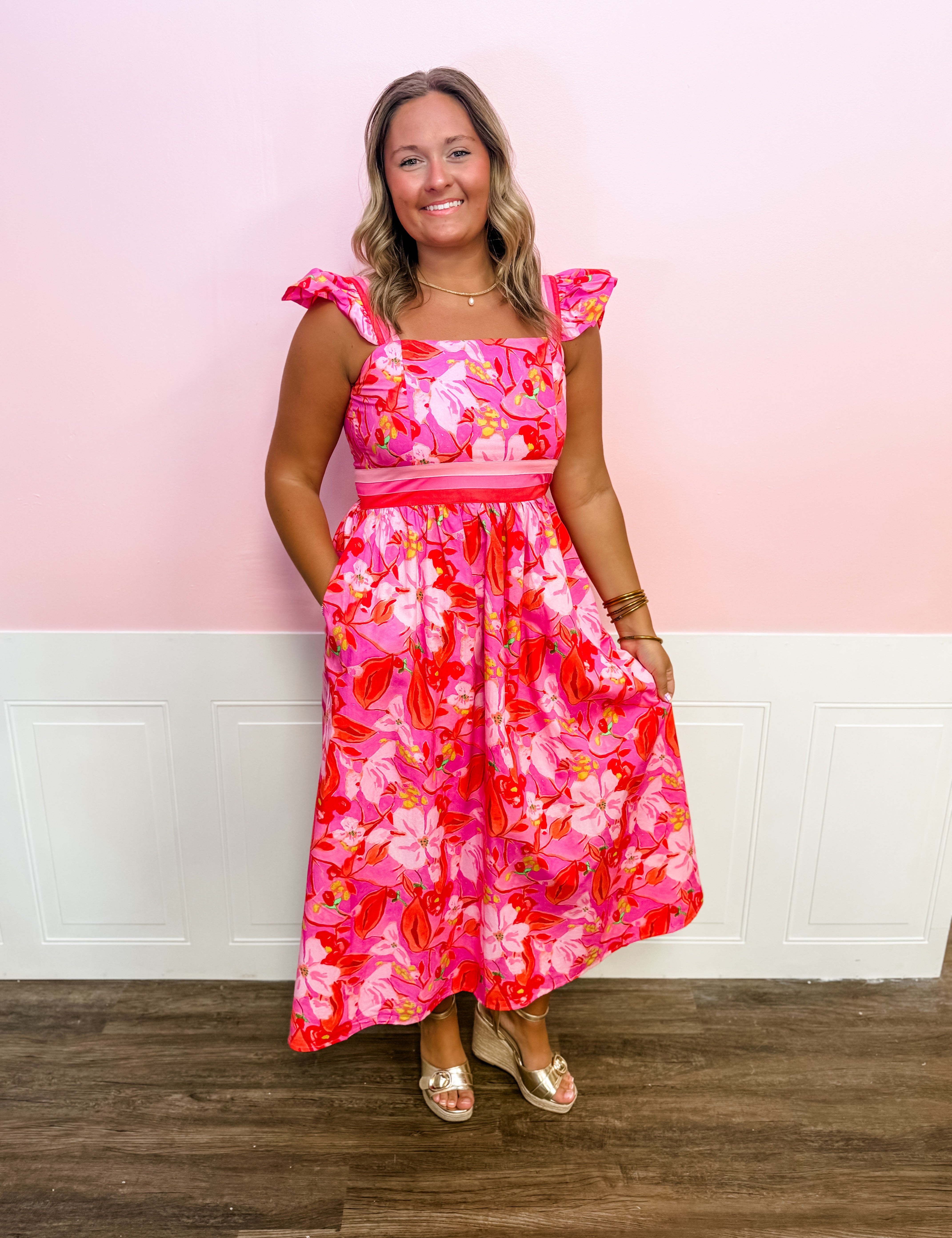 Bold Bloom Midi Dress - Just a Small Town Girl