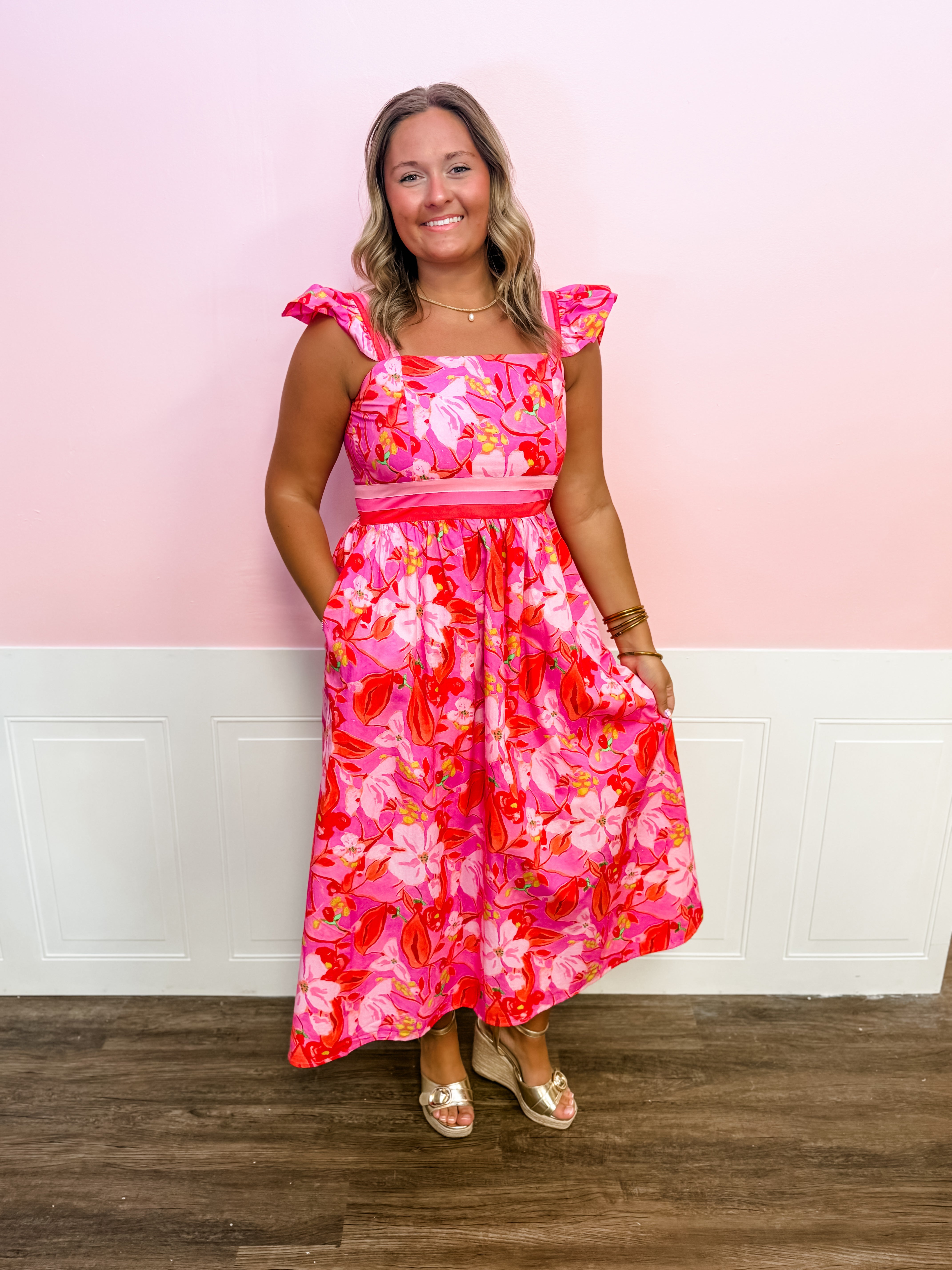 Bold Bloom Midi Dress - Just a Small Town Girl