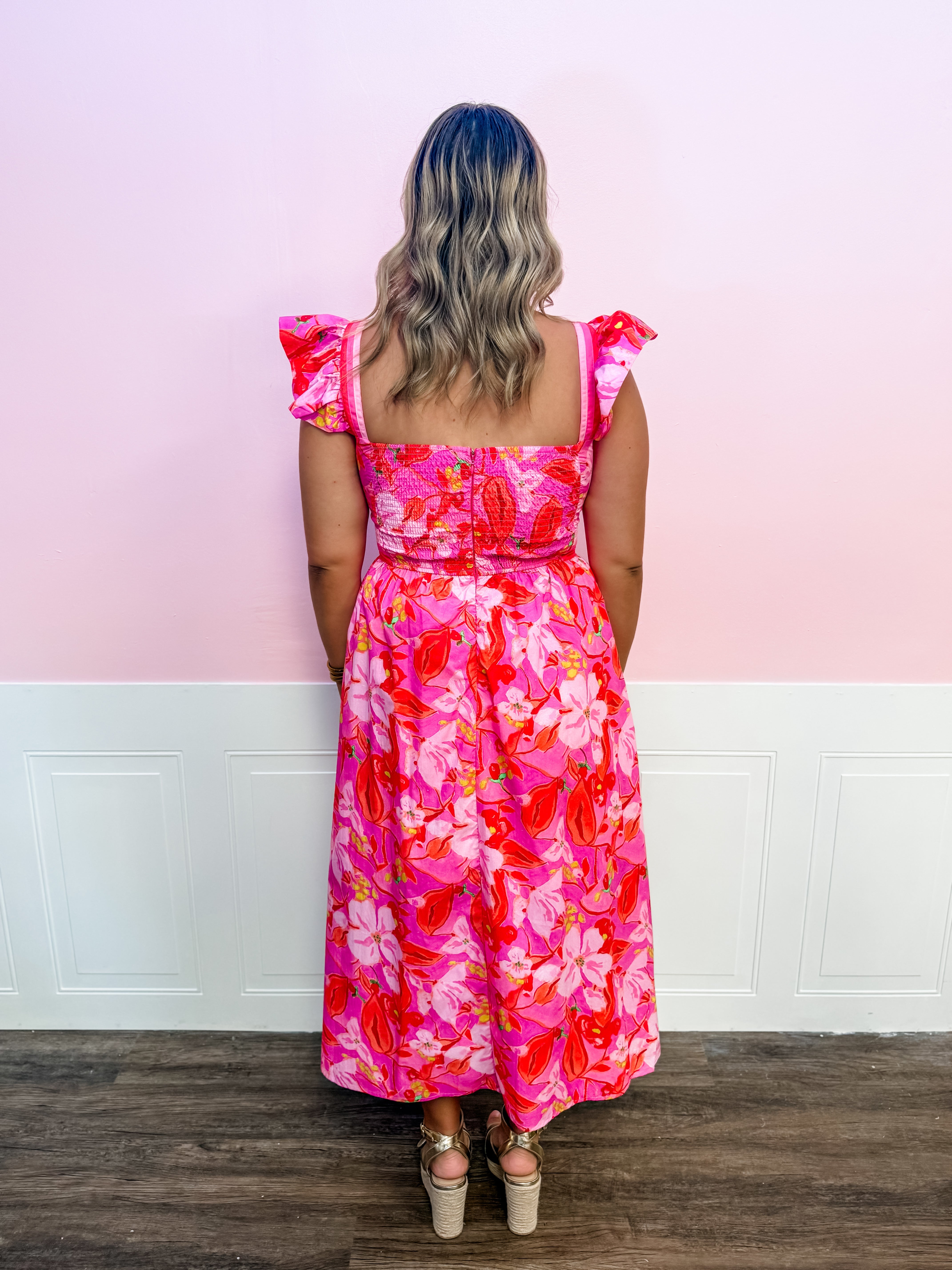 Bold Bloom Midi Dress - Just a Small Town Girl
