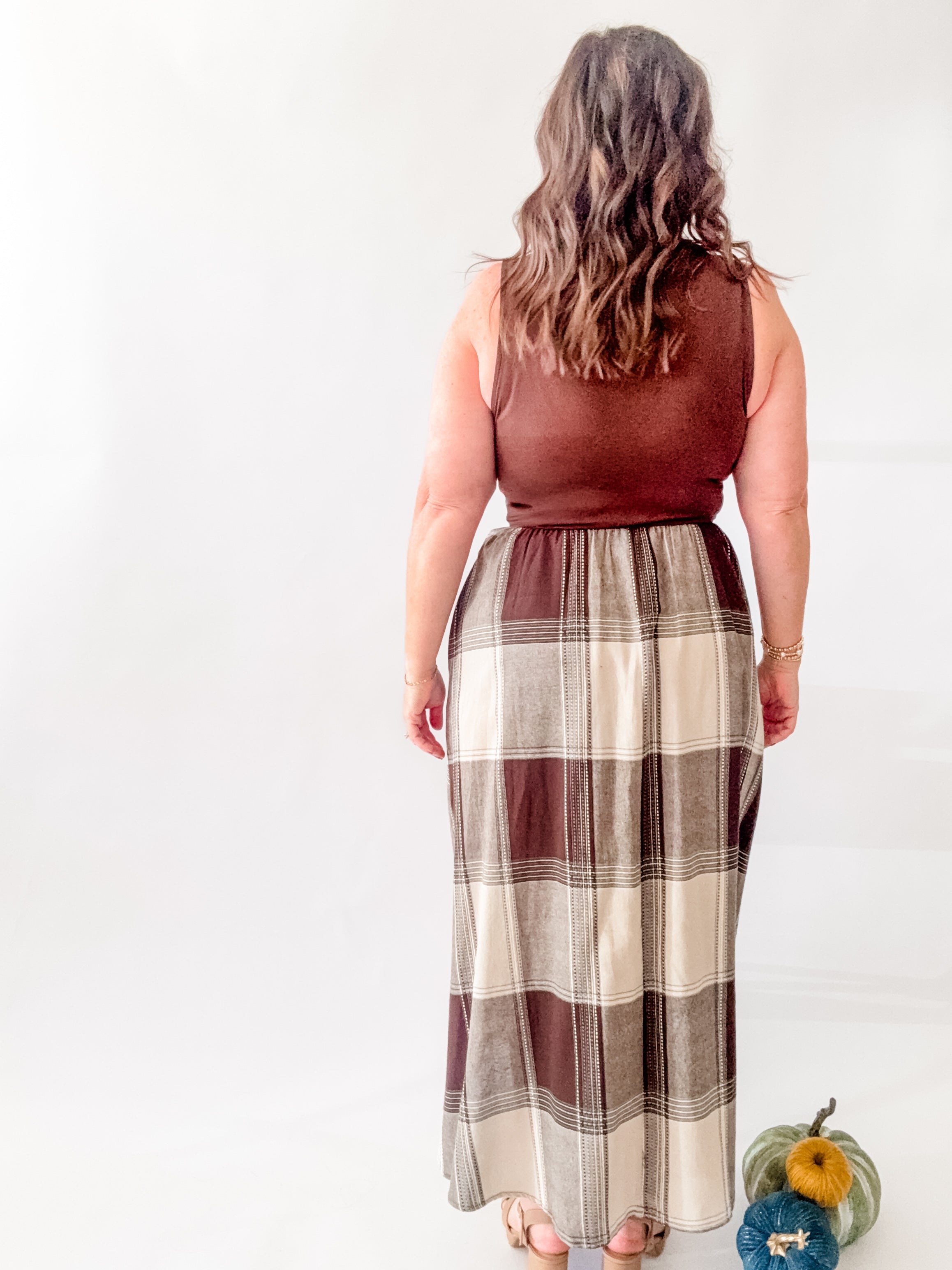 Brown Plaid Midi Dress - Just a Small Town Girl