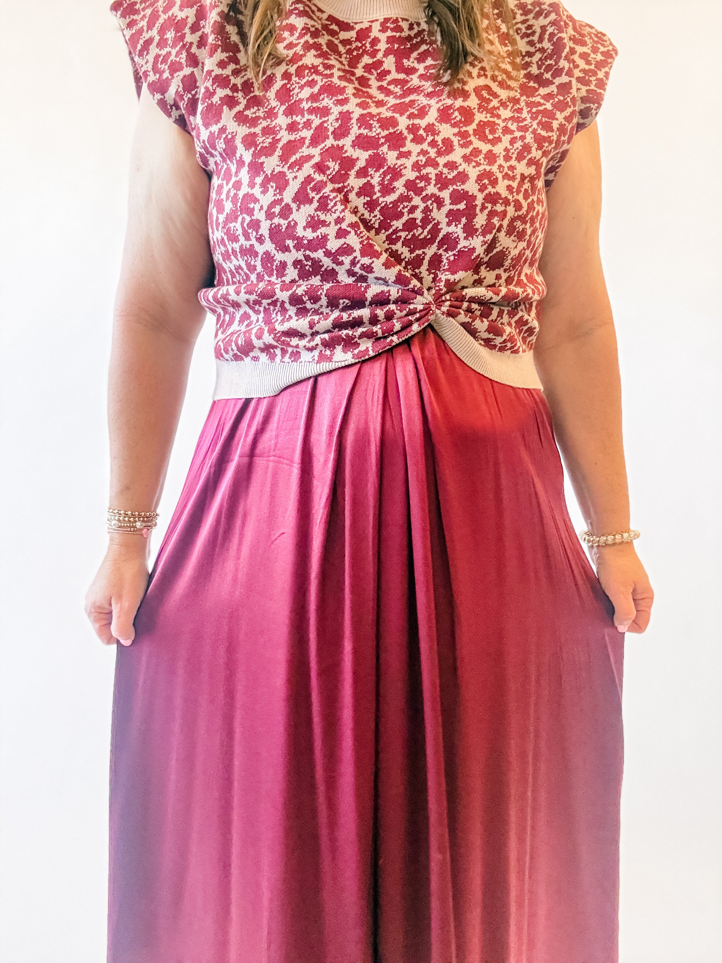 Burgundy Leopard Sweater Layered Midi Dress - Just a Small Town Girl