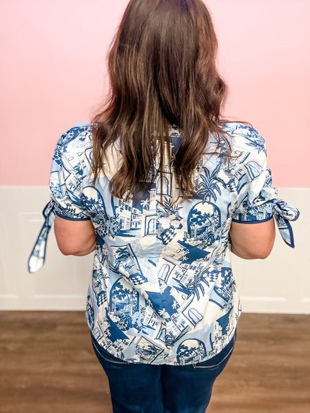 Capri Coast Printed Top - Just a Small Town Girl