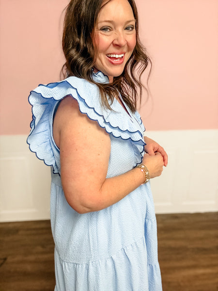 Carolina Cloud Ruffle Dress - Just a Small Town Girl