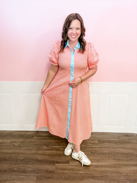 Carolina Kickoff Stripe Dress: Plus Size - Just a Small Town Girl