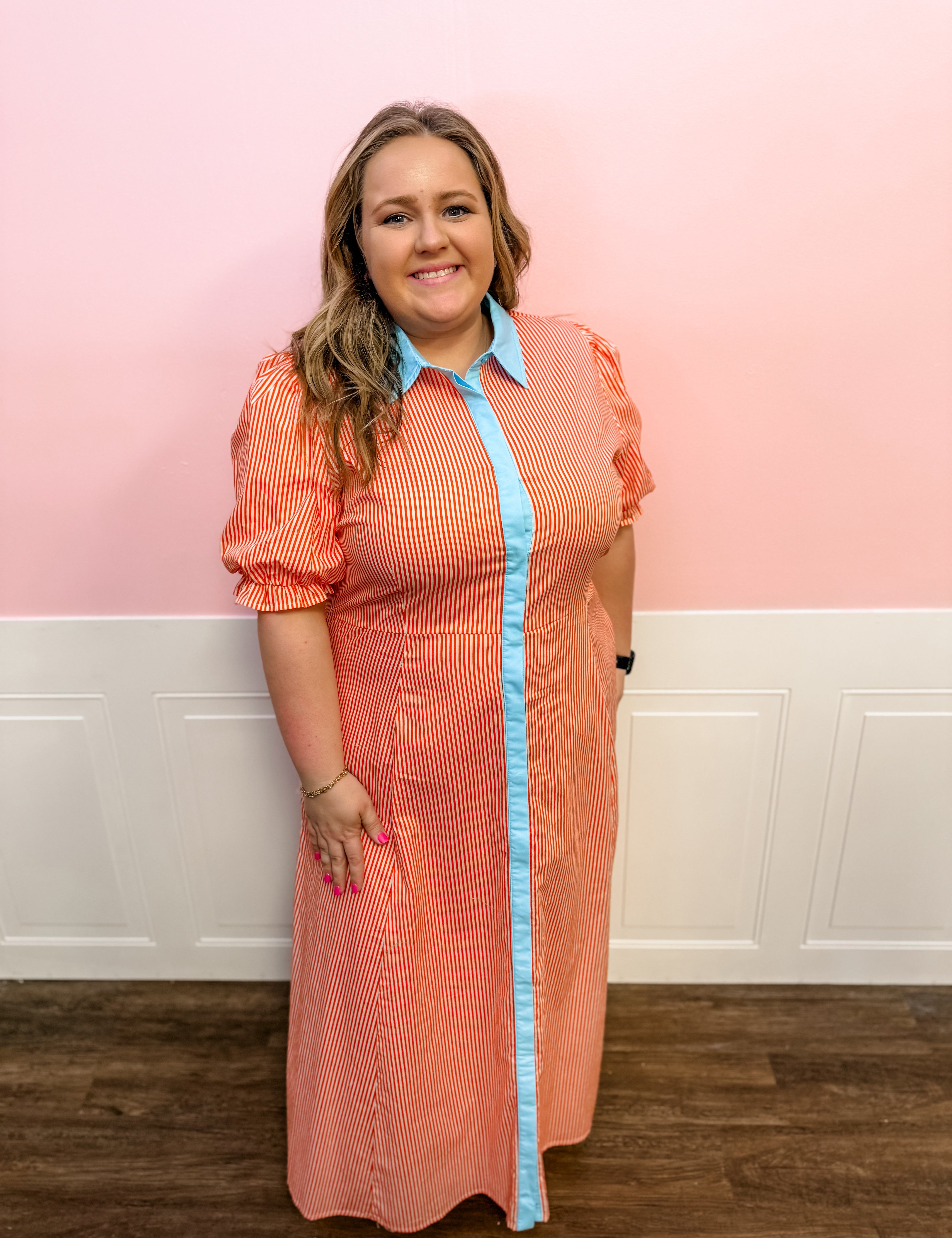 Carolina Kickoff Stripe Dress: Plus Size - Just a Small Town Girl