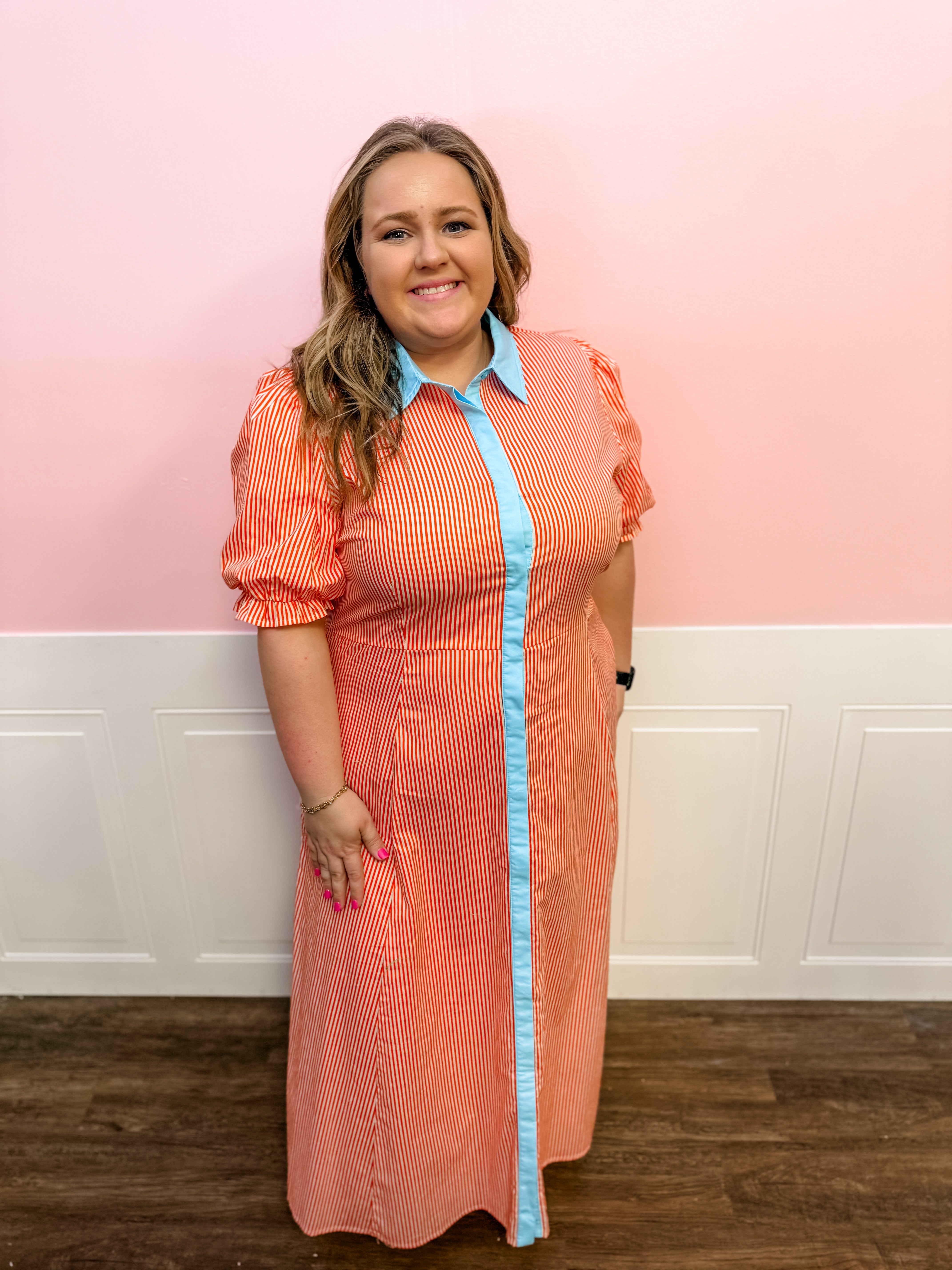 Carolina Kickoff Stripe Dress: Plus Size - Just a Small Town Girl
