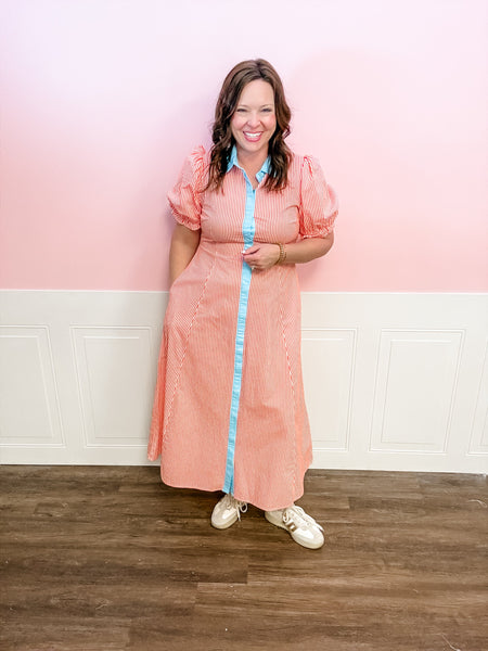 Carolina Kickoff Stripe Dress: Plus Size - Just a Small Town Girl