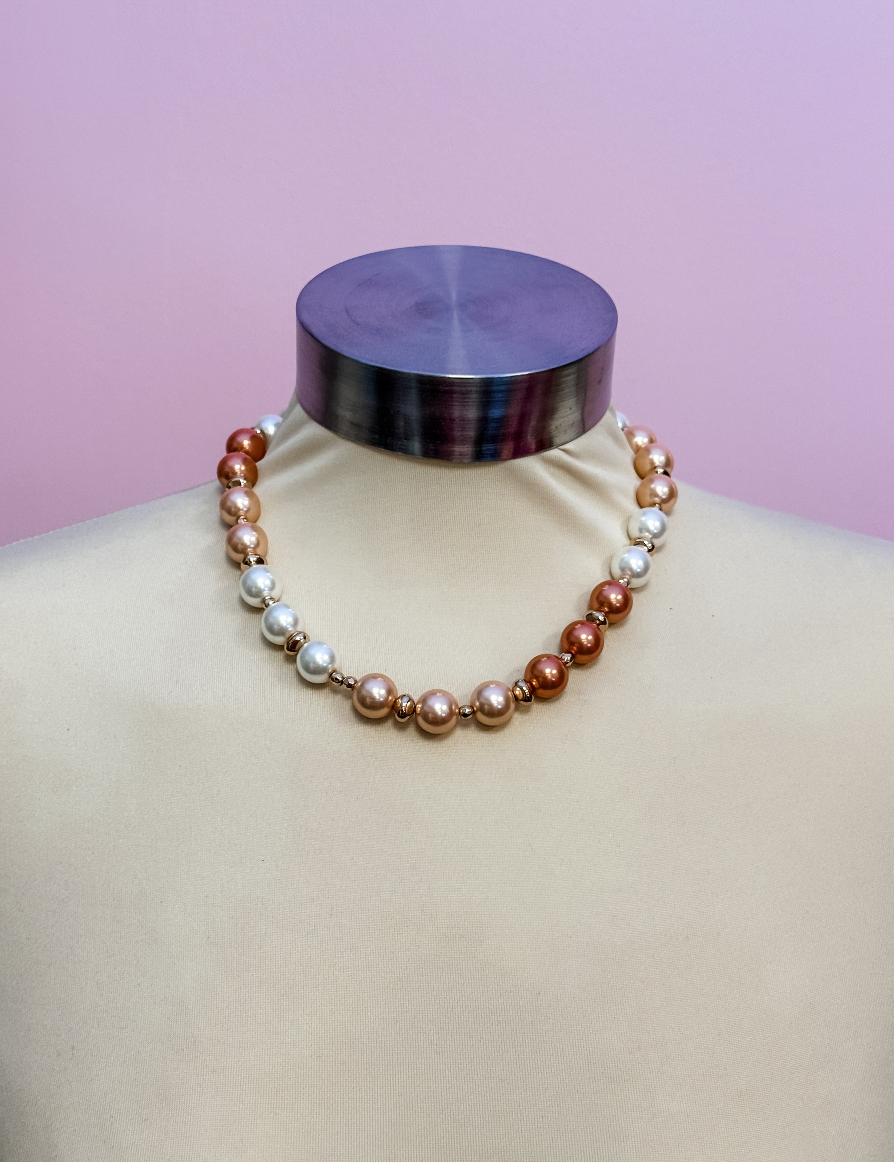 Champagne Pearl Charm Necklace - Just a Small Town Girl