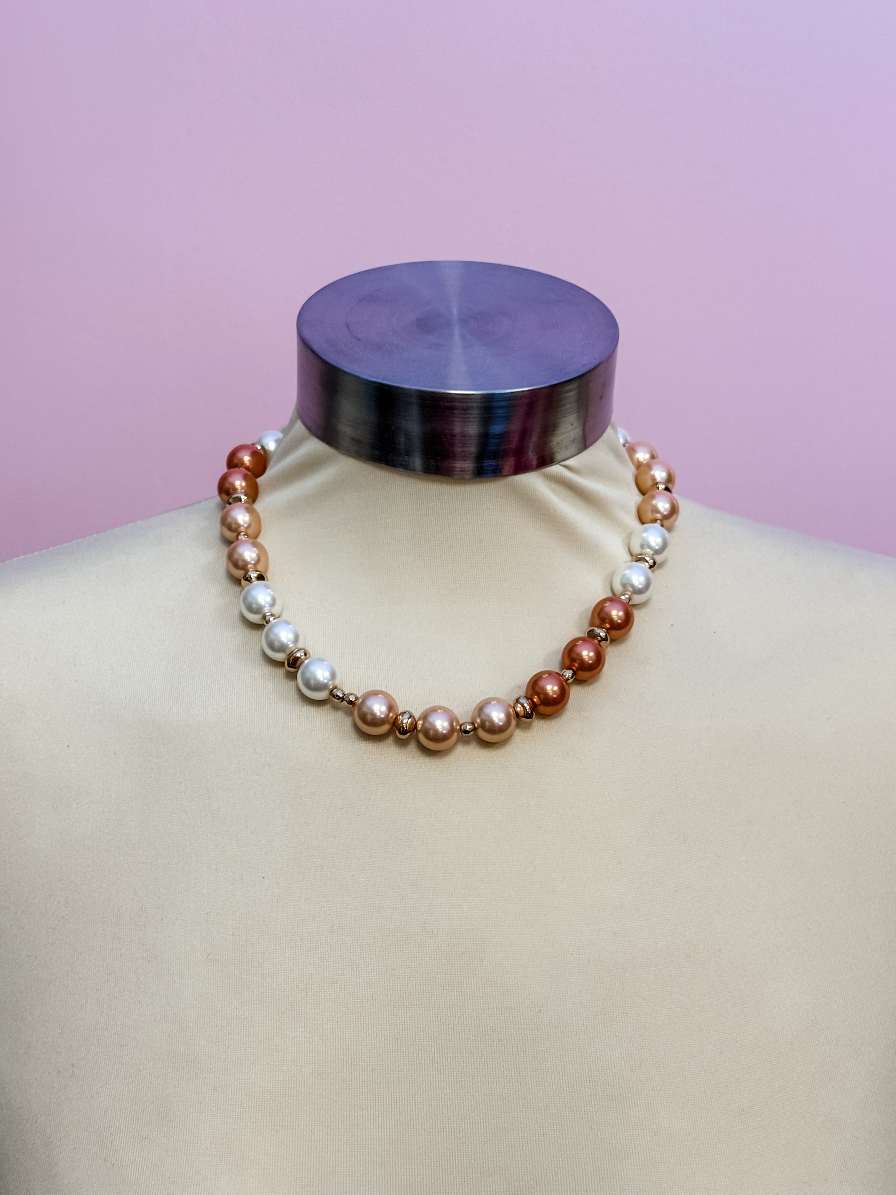 Champagne Pearl Charm Necklace - Just a Small Town Girl