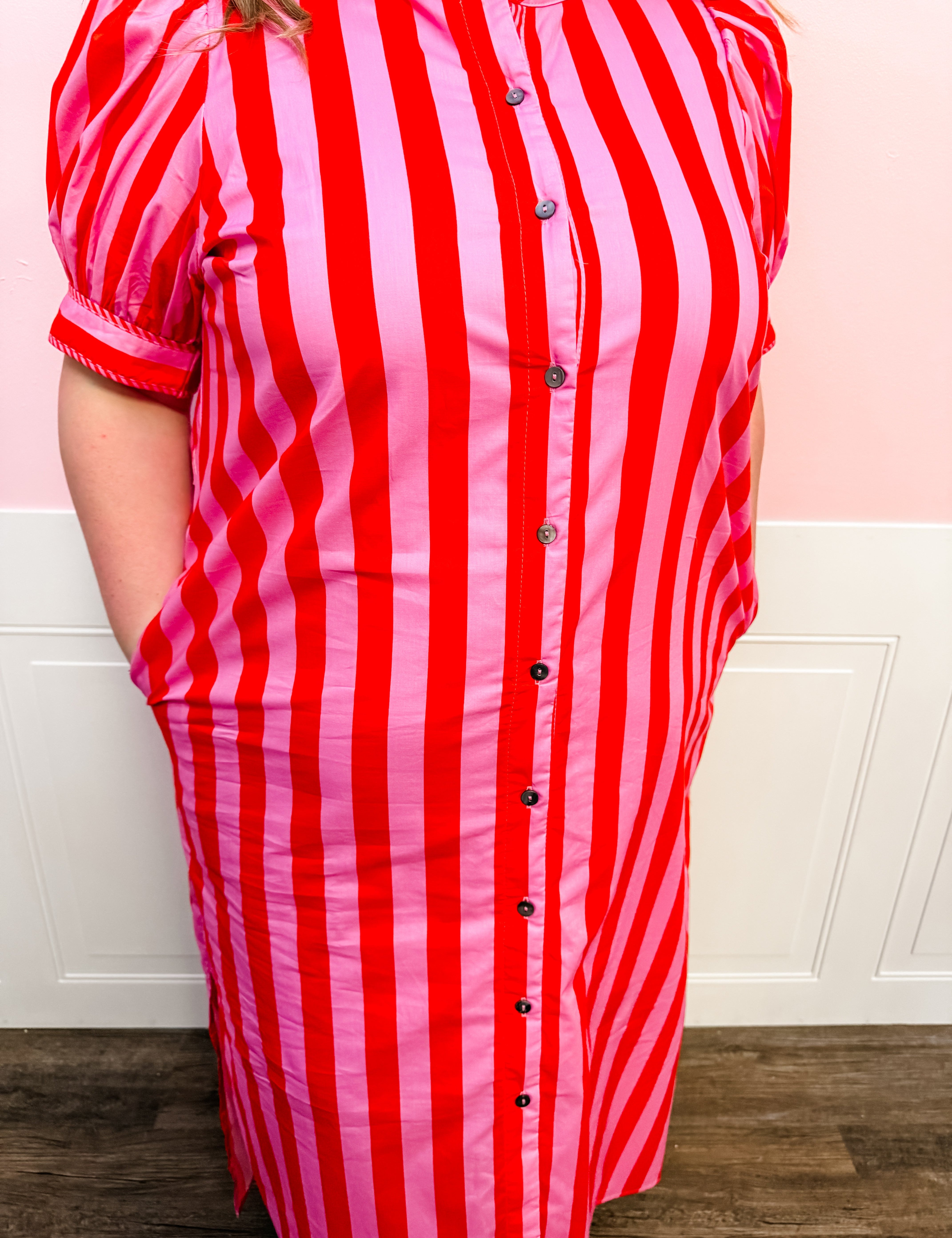 Cherry Blossom Stripe Maxi Dress: Plus Size - Just a Small Town Girl