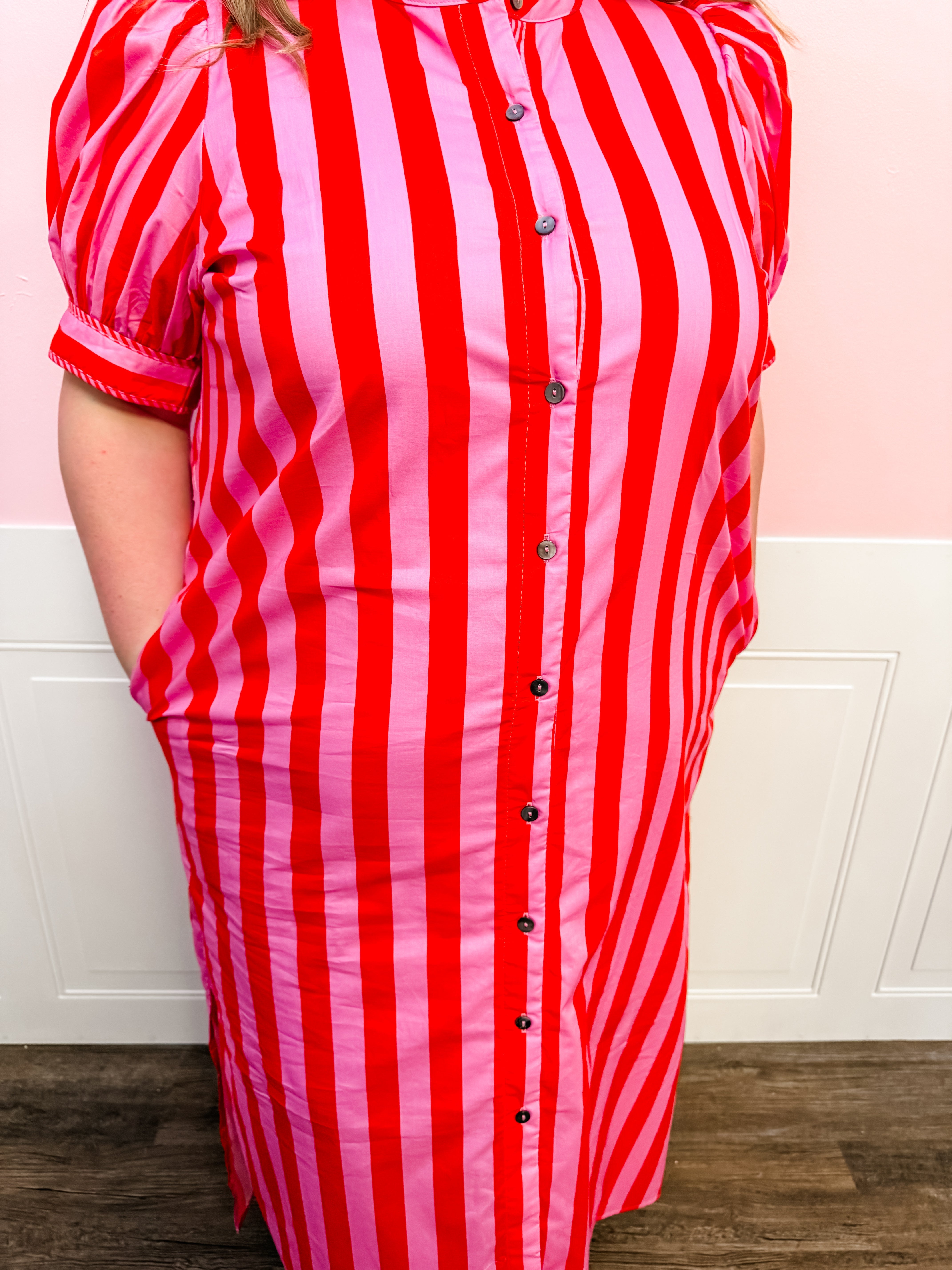 Cherry Blossom Stripe Maxi Dress: Plus Size - Just a Small Town Girl
