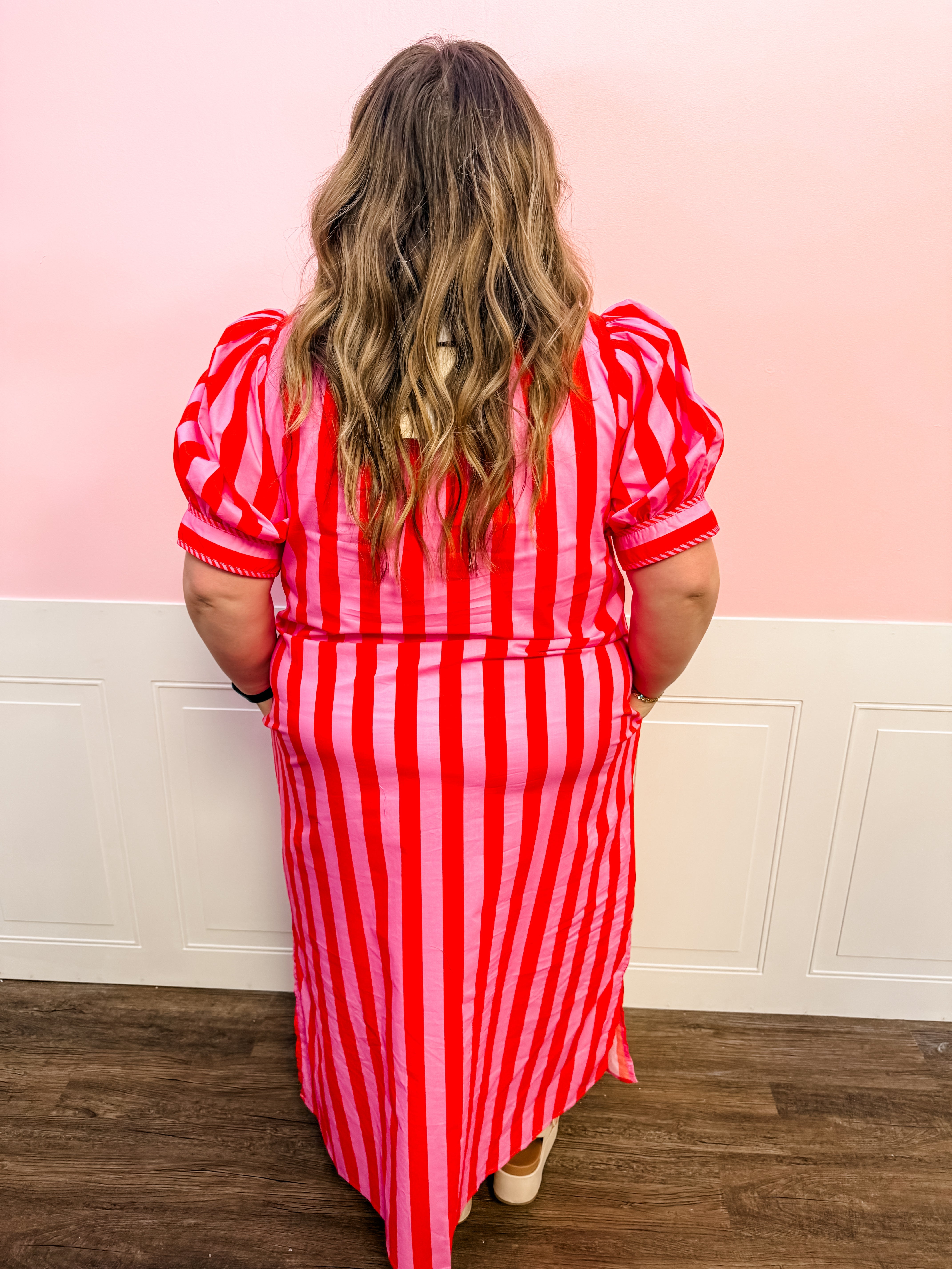 Cherry Blossom Stripe Maxi Dress: Plus Size - Just a Small Town Girl