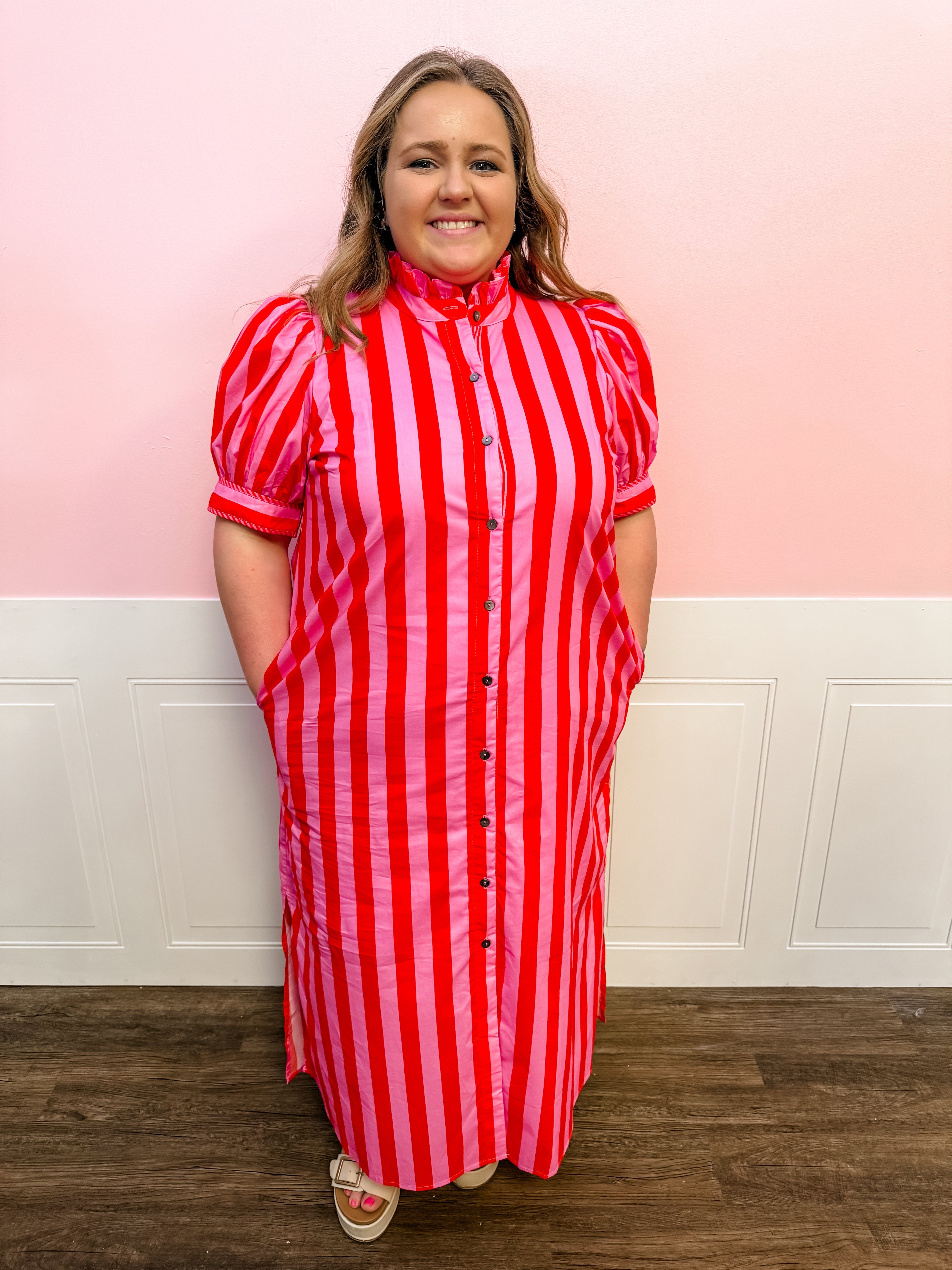 Cherry Blossom Stripe Maxi Dress: Plus Size - Just a Small Town Girl