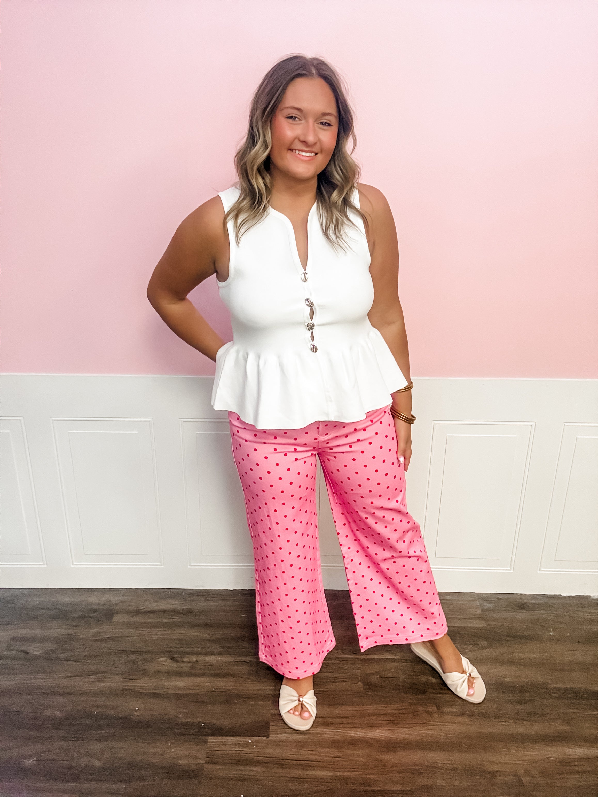 Cherry Dot Statement Pants - Just a Small Town Girl