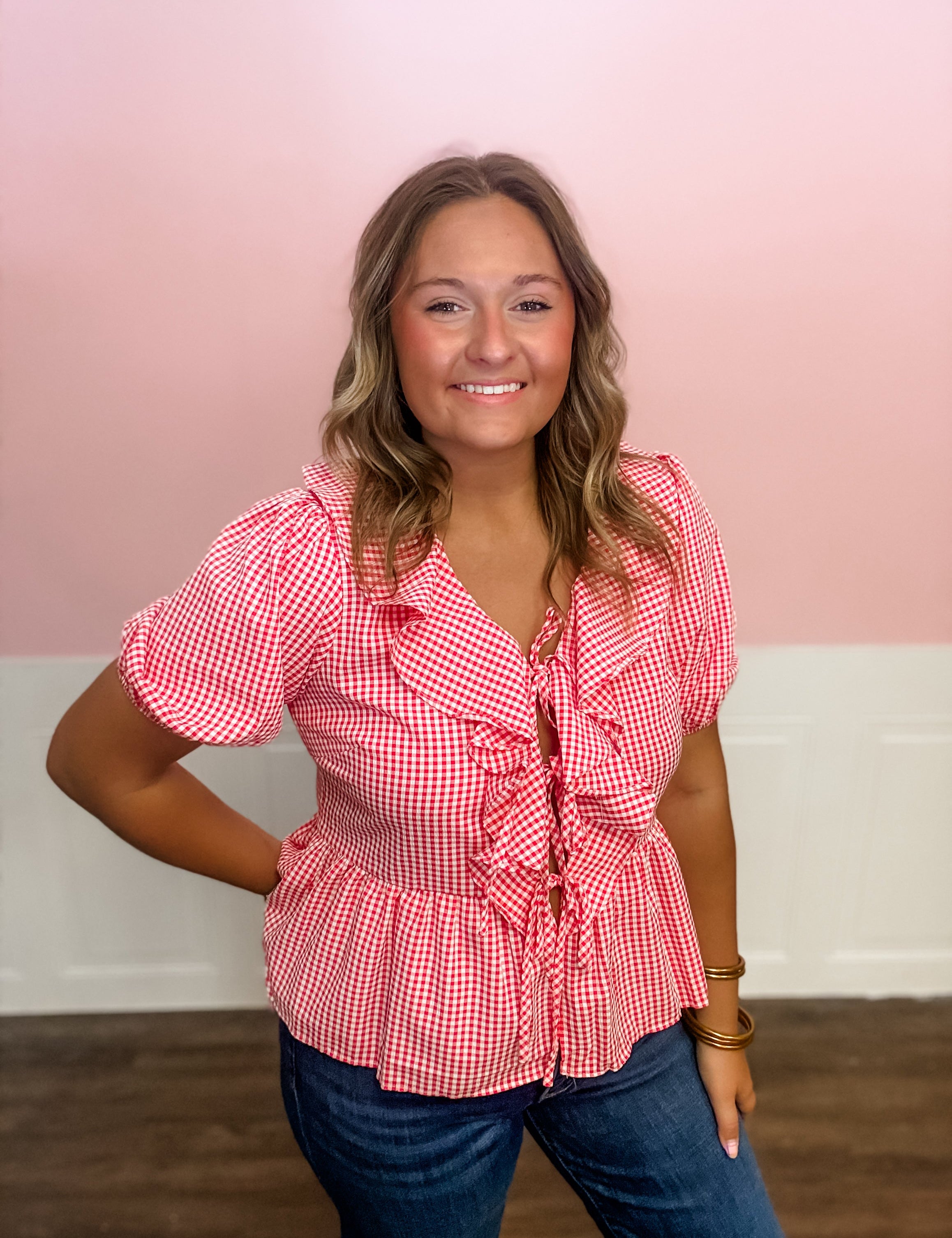 Cherry Picnic Ruffle Top - Just a Small Town Girl