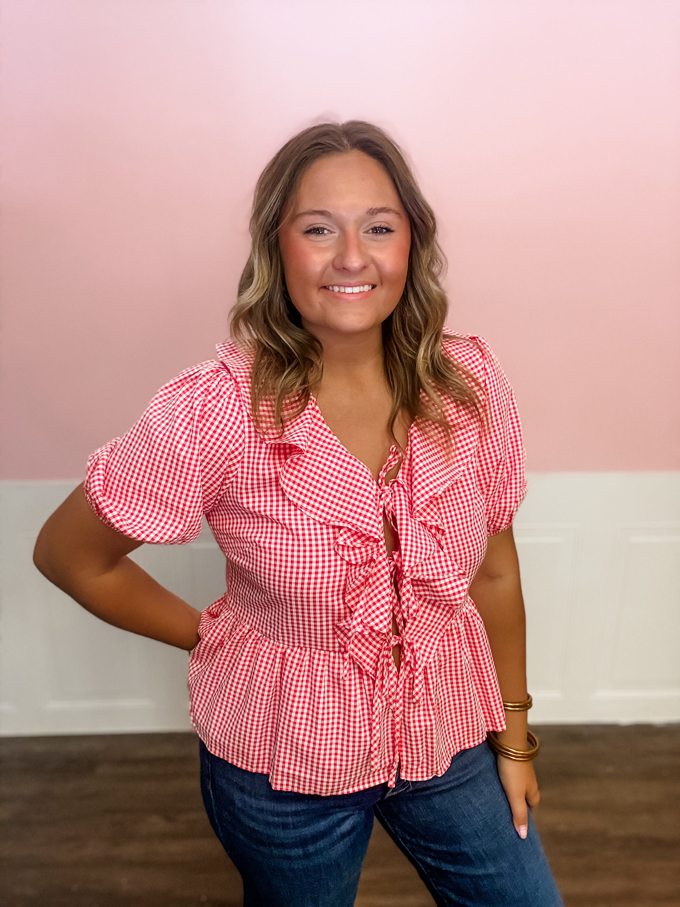 Cherry Picnic Ruffle Top - Just a Small Town Girl