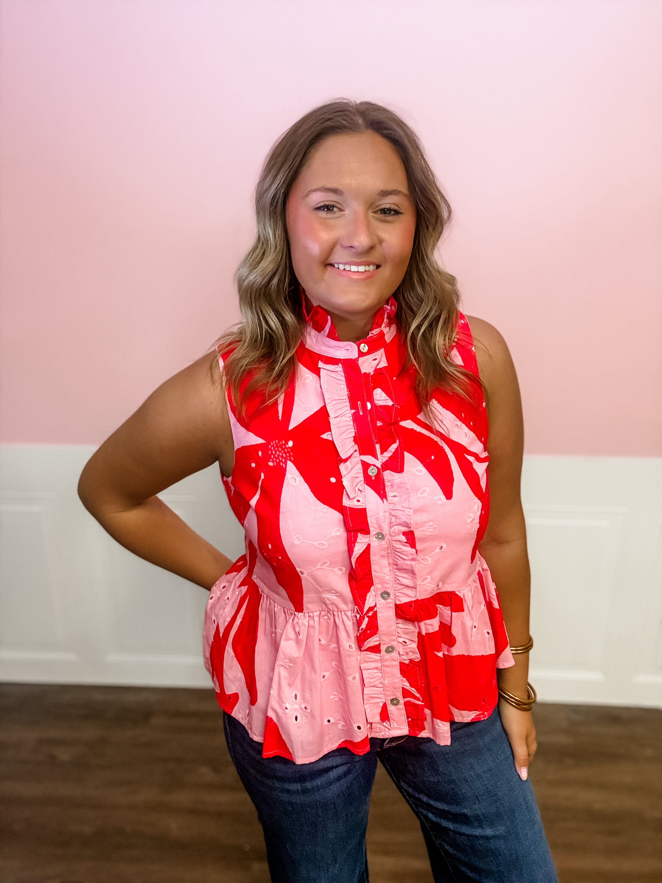 Cherry Pop Ruffle Top - Just a Small Town Girl
