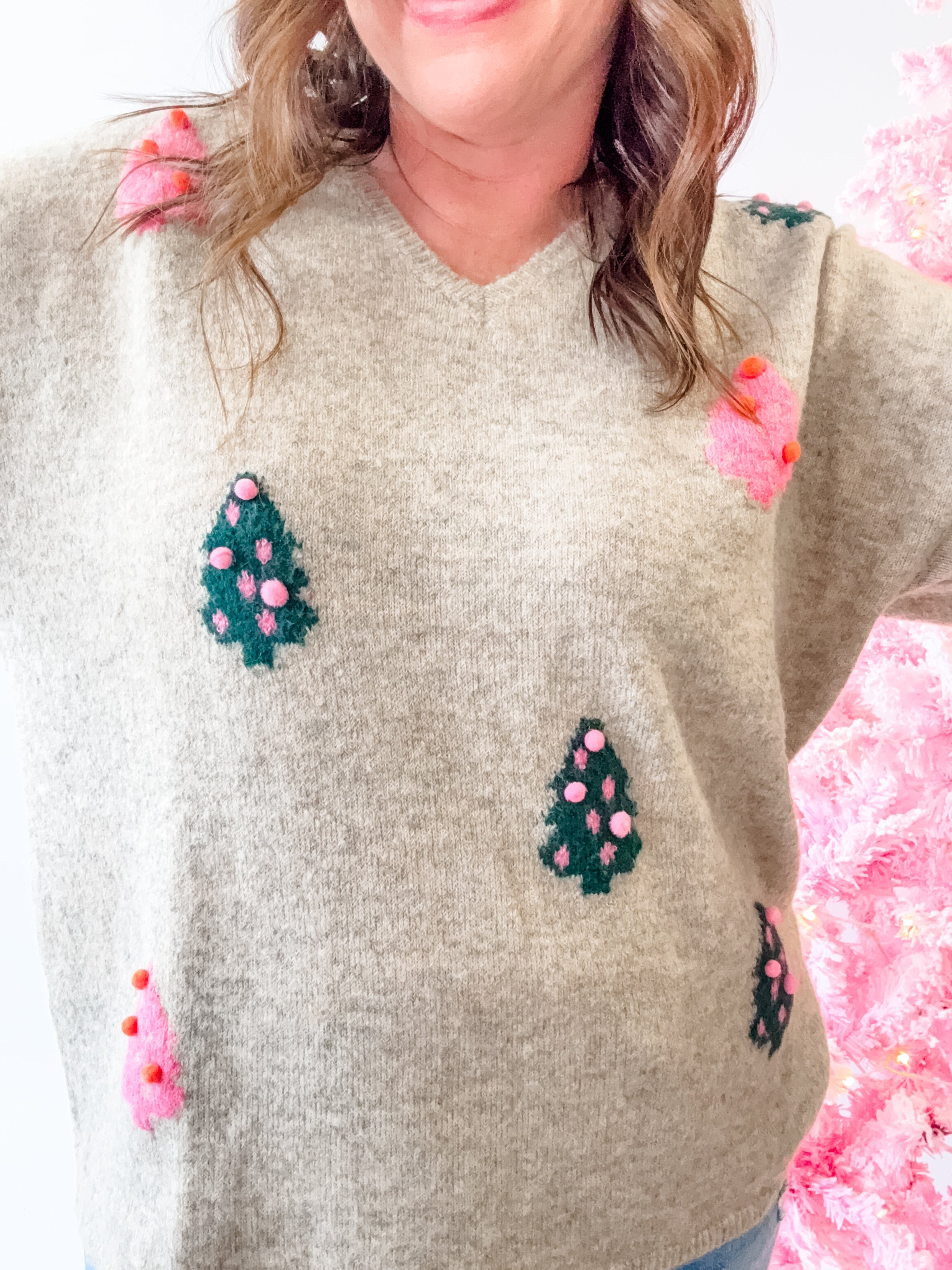 Christmas Tree Pom Pom Sweater - Just a Small Town Girl
