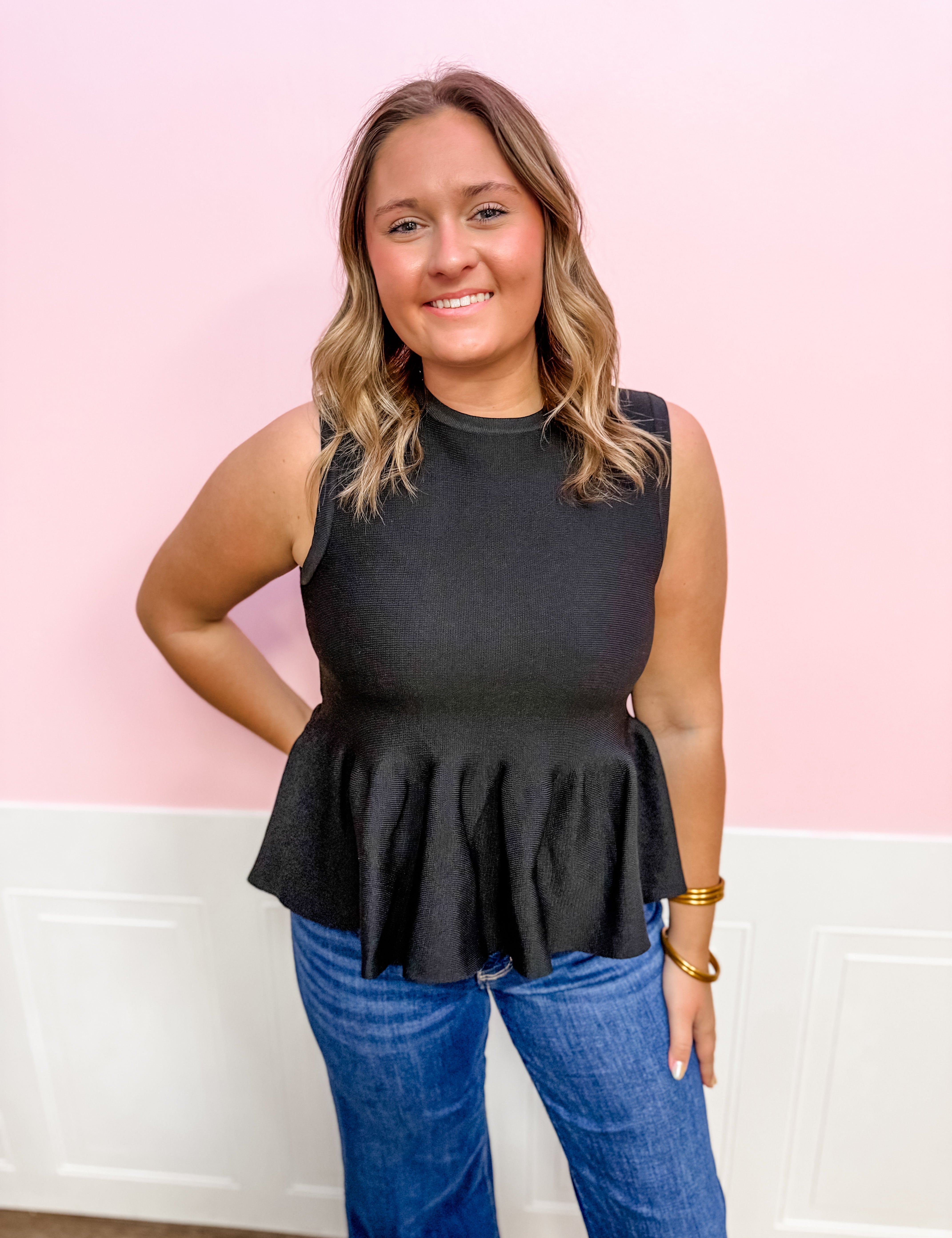 Classic Charm Peplum Knit Top - Just a Small Town Girl