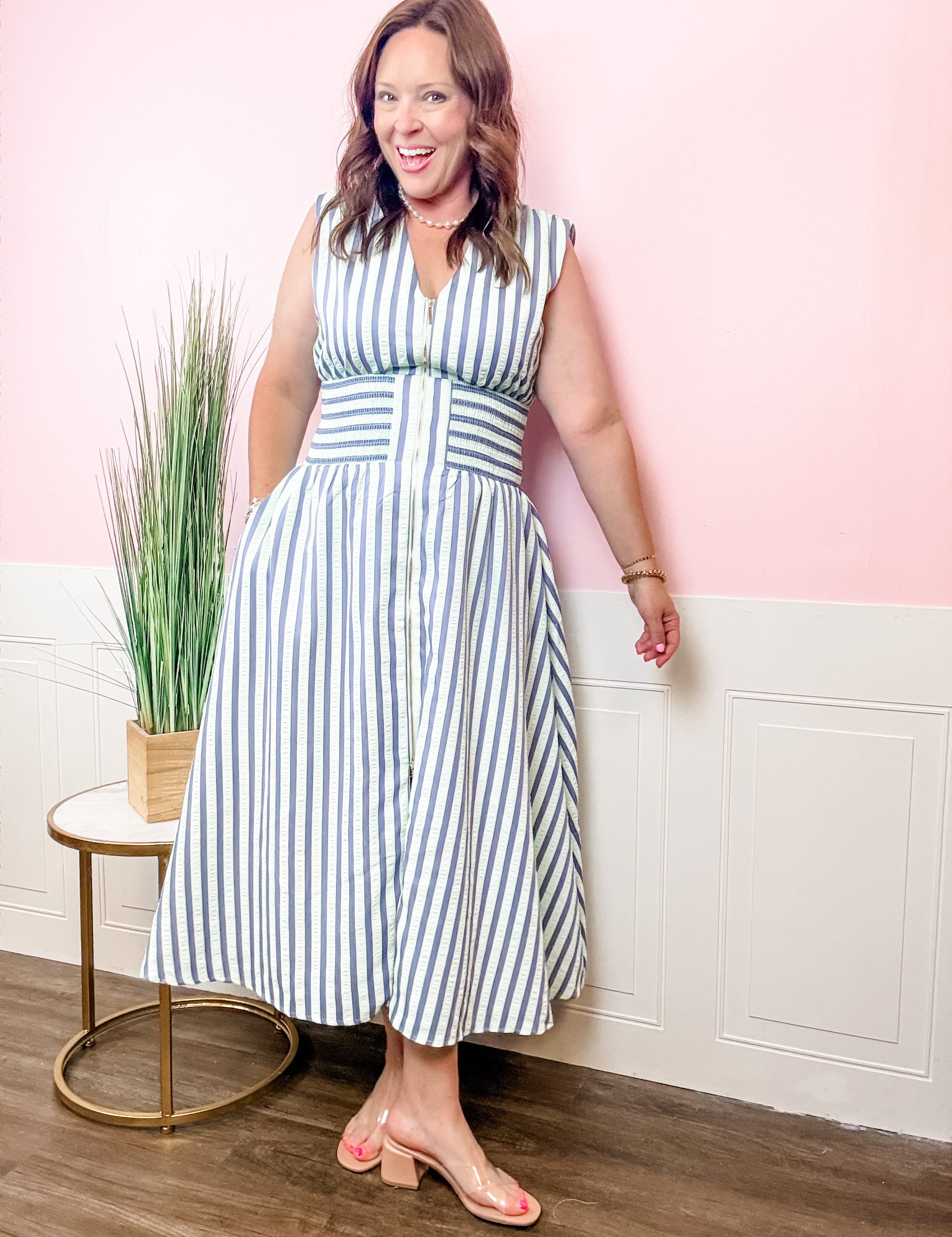 Coastal Charm Zip Dress - Just a Small Town Girl