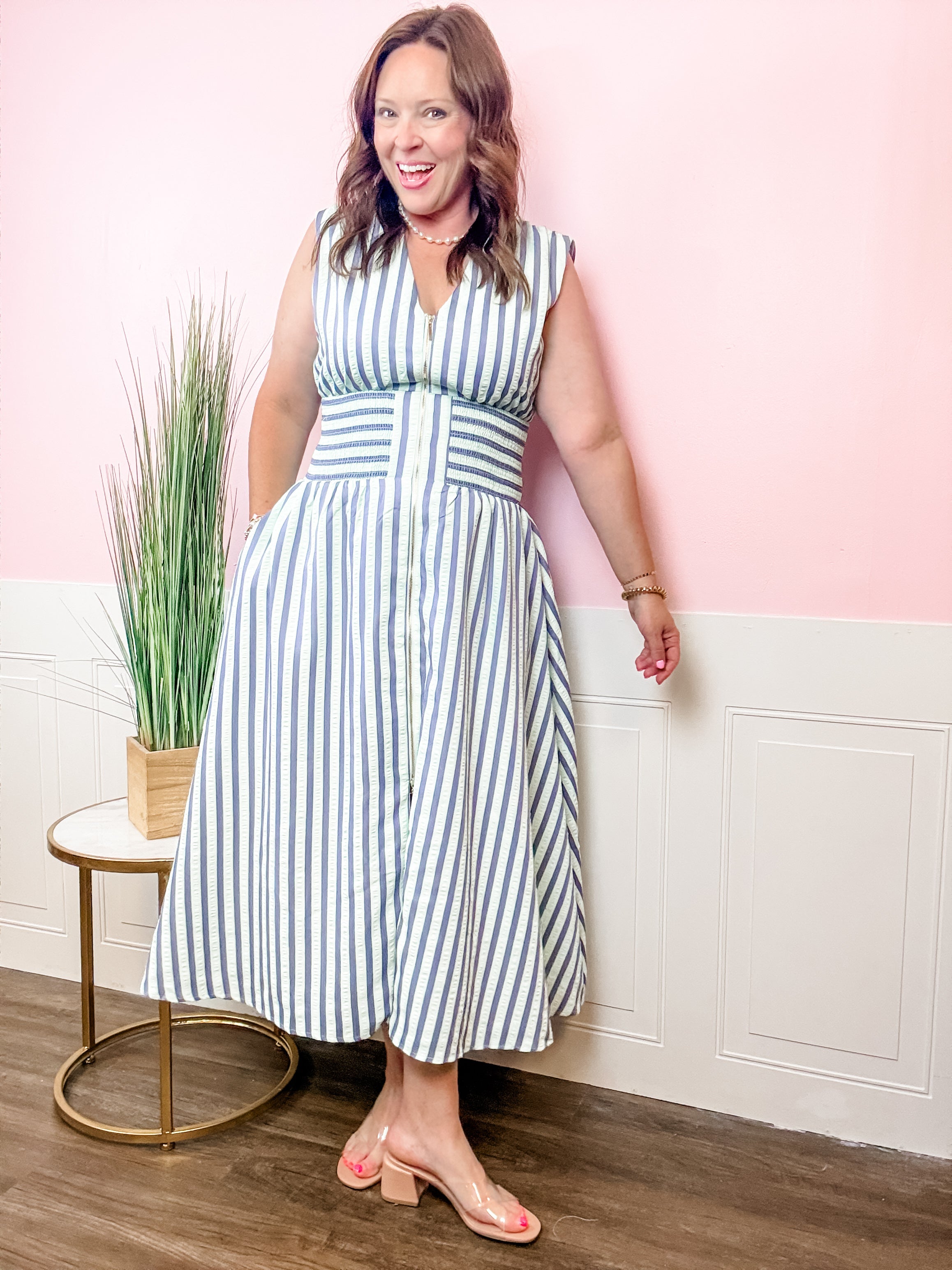 Coastal Charm Zip Dress - Just a Small Town Girl
