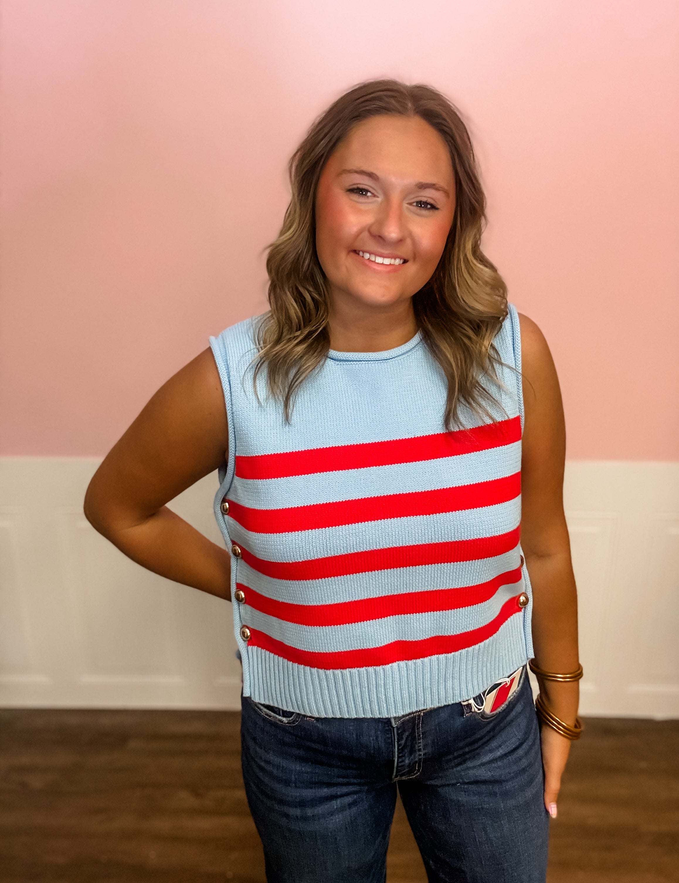 Coastal Fire Knit Tank - Just a Small Town Girl