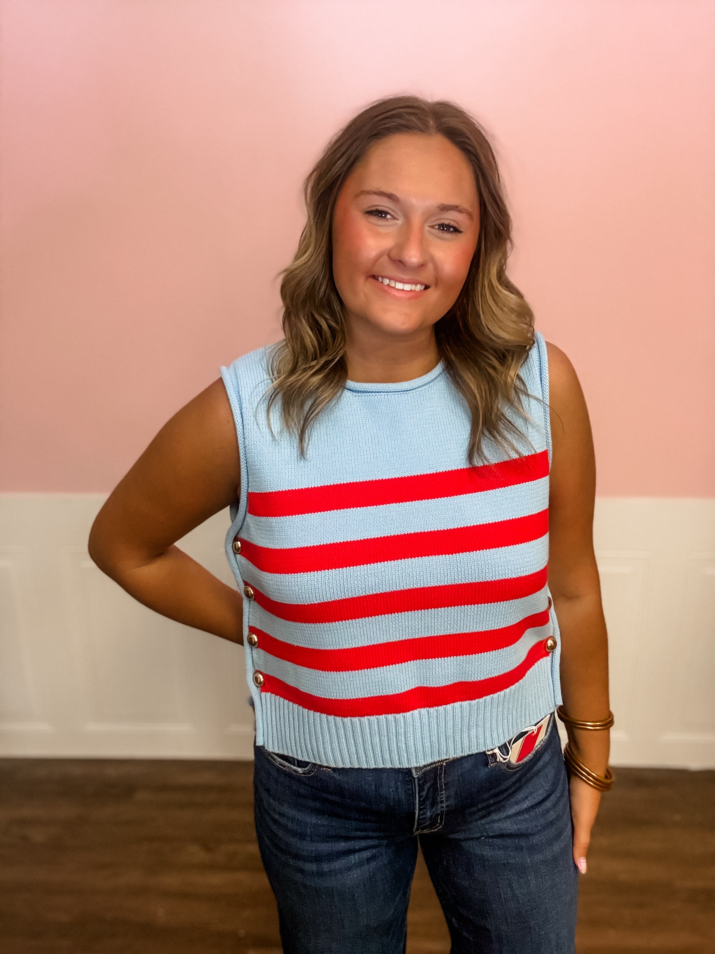 Coastal Fire Knit Tank - Just a Small Town Girl
