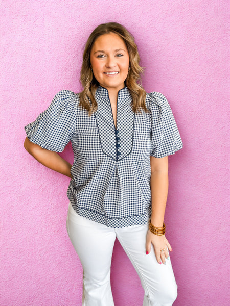 Coastal Heirloom Gingham Top - Just a Small Town Girl