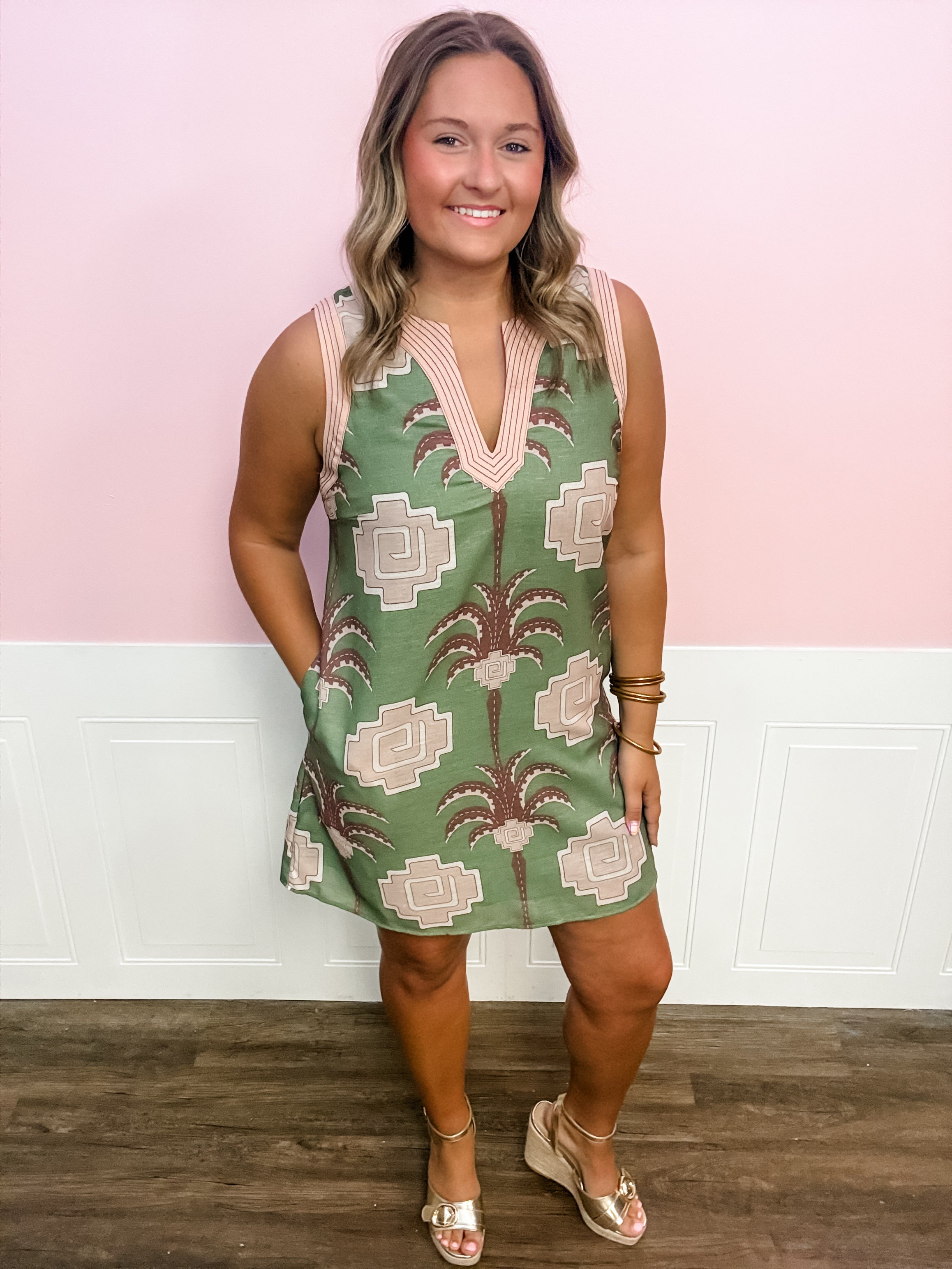 Coastal Palm Charm Dress - Just a Small Town Girl