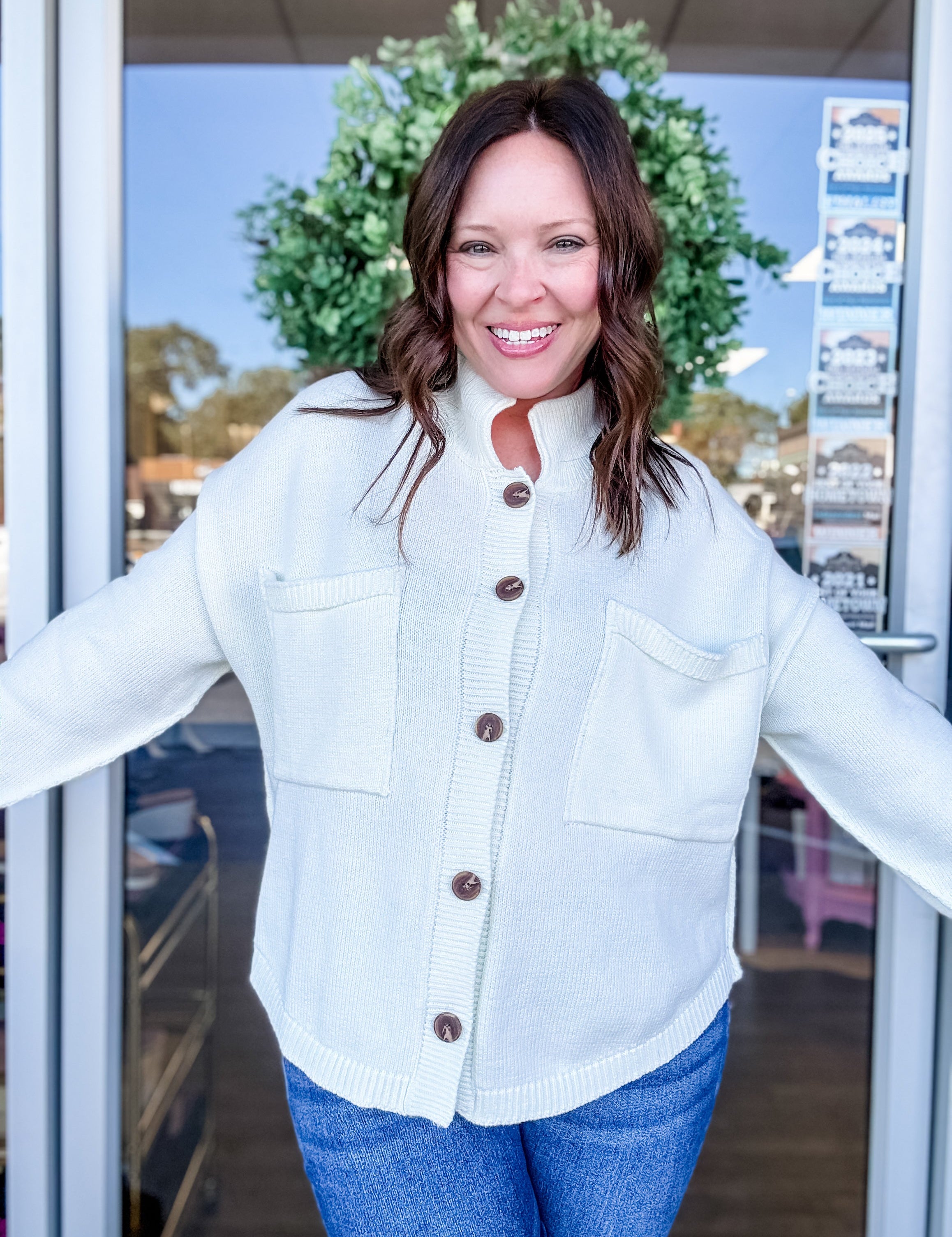 Collared Button-Front Ribbed Sweater - Just a Small Town Girl