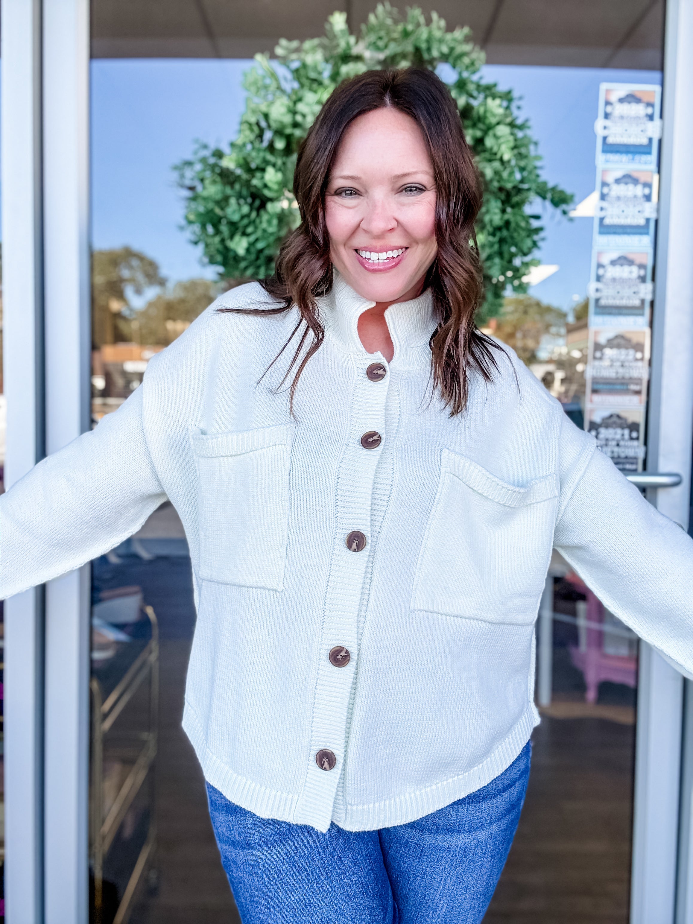 Collared Button-Front Ribbed Sweater - Just a Small Town Girl