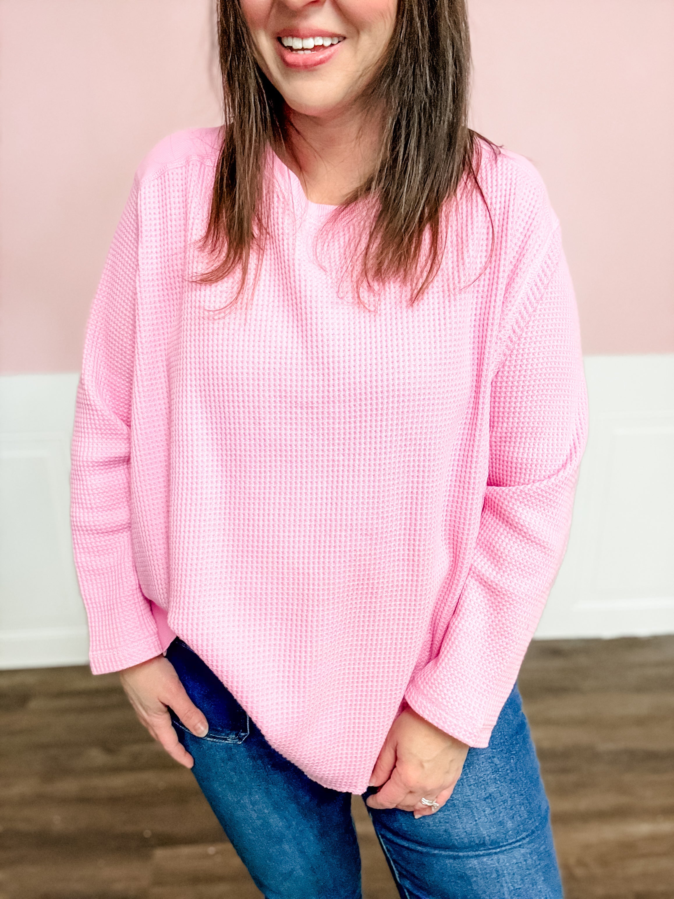 Cotton Candy Breeze Waffle Knit Top - Just a Small Town Girl
