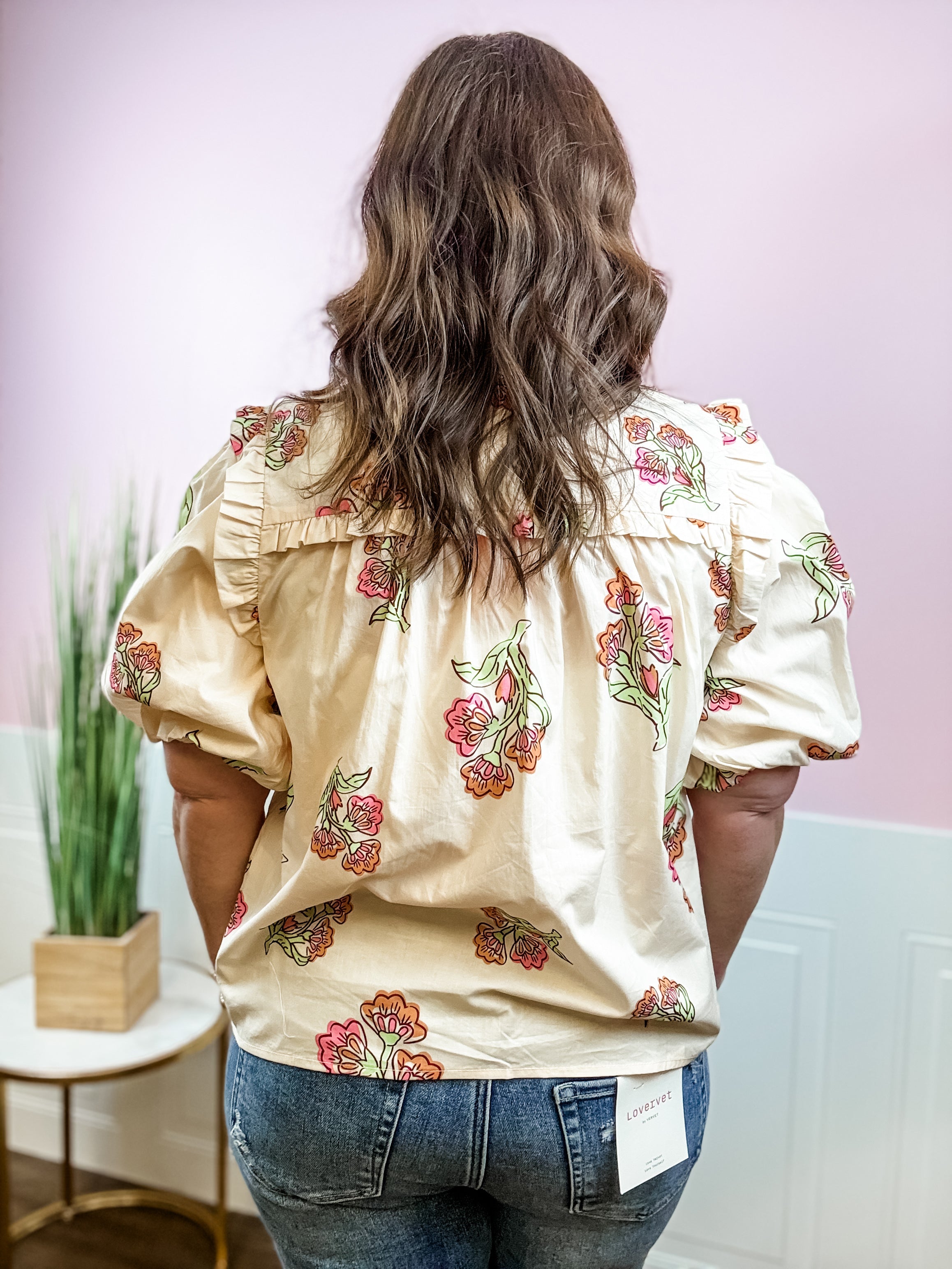 Cream Garden Ruffle Blouse - Just a Small Town Girl