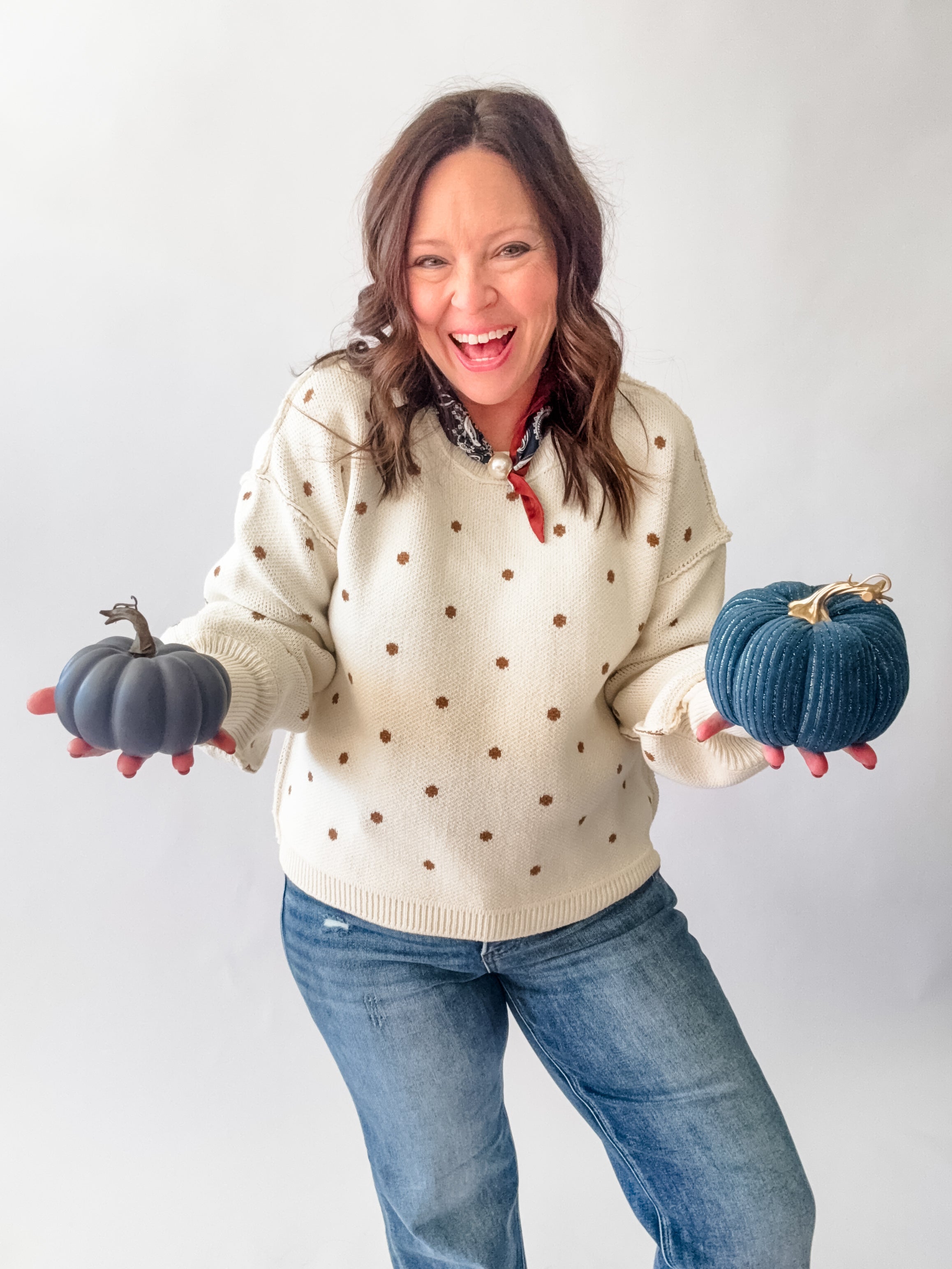 Cream Polka Dot Sweater - Just a Small Town Girl
