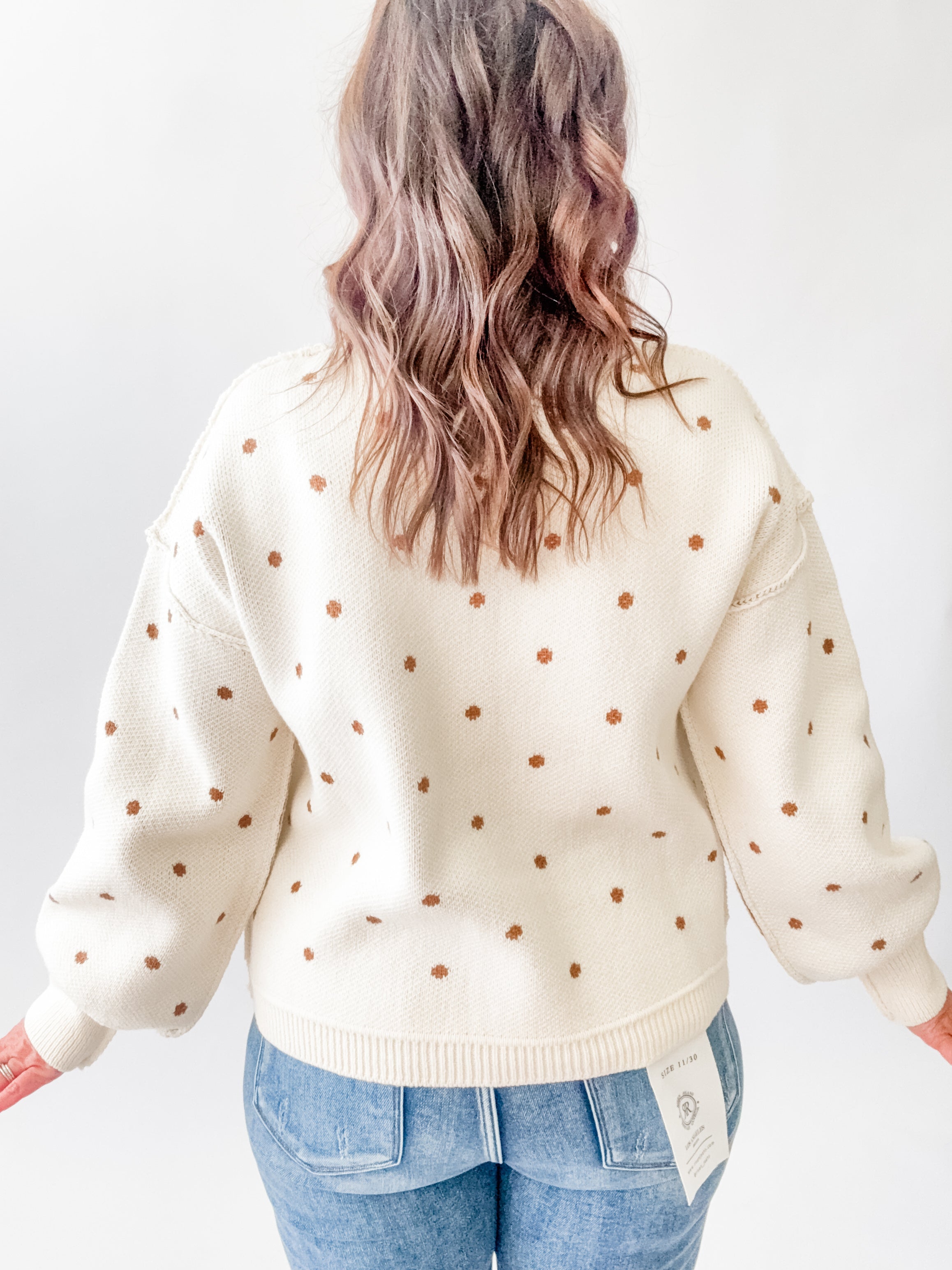 Cream Polka Dot Sweater - Just a Small Town Girl