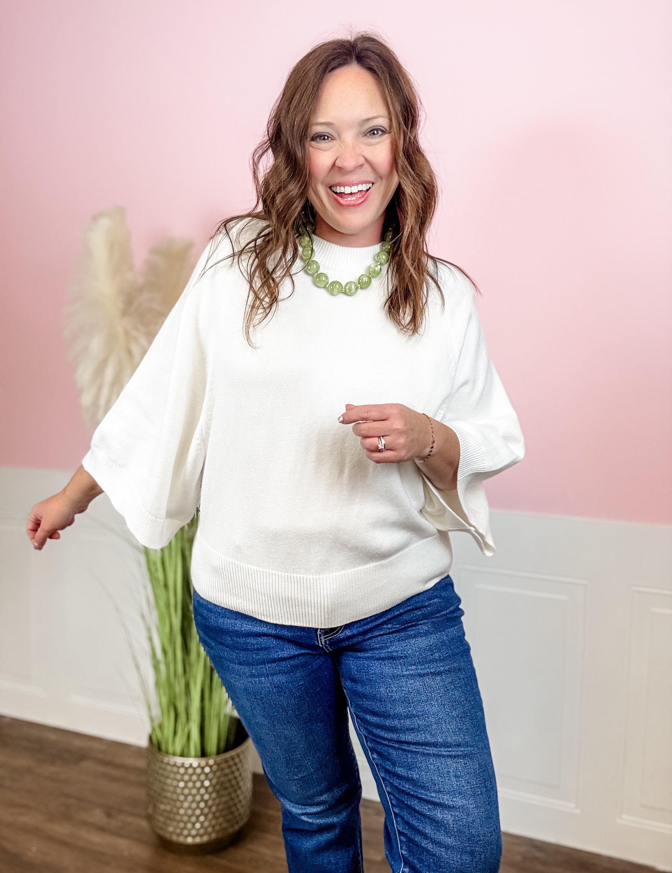 Cream Ribbed Split-Hem Sweater - Just a Small Town Girl