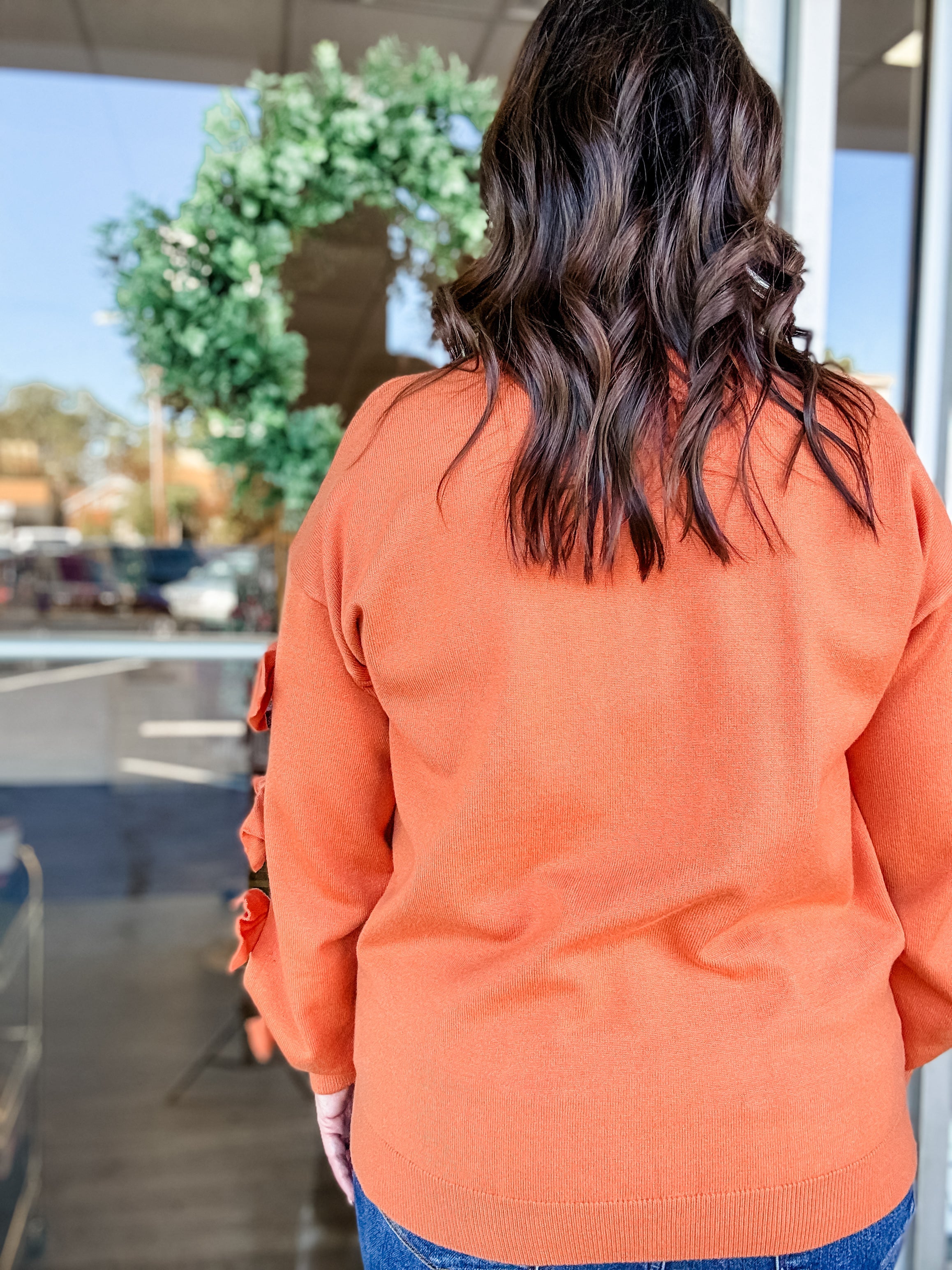 Cutout Bow-Sleeve Sweater - Just a Small Town Girl