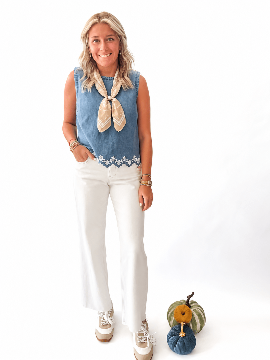 Daisy Chain Denim Tank - Just a Small Town Girl