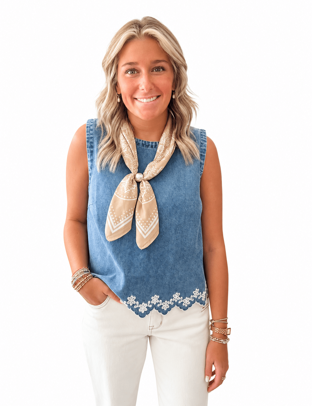 Daisy Chain Denim Tank - Just a Small Town Girl