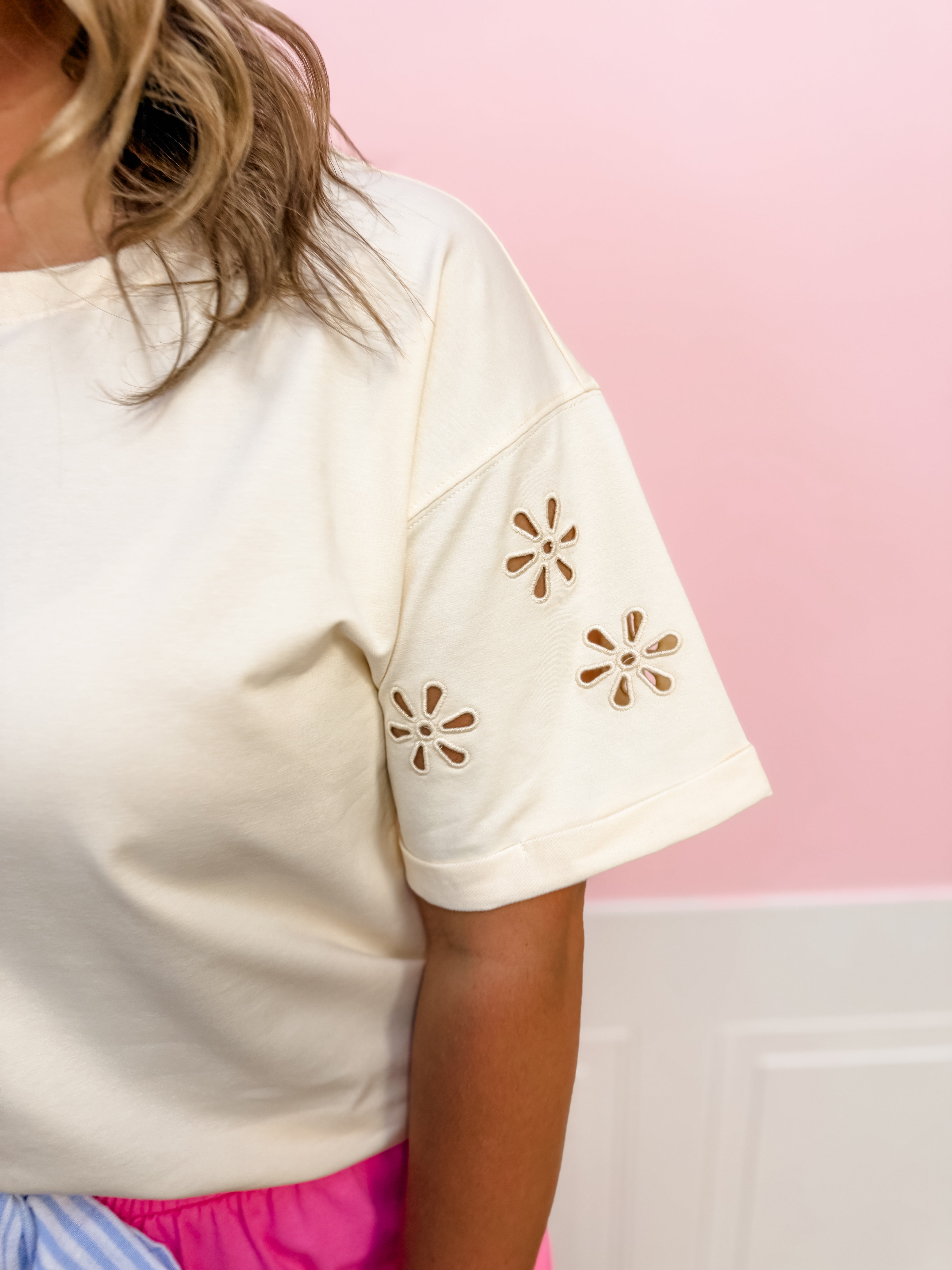 Daisy Days Eyelet Tee - Just a Small Town Girl