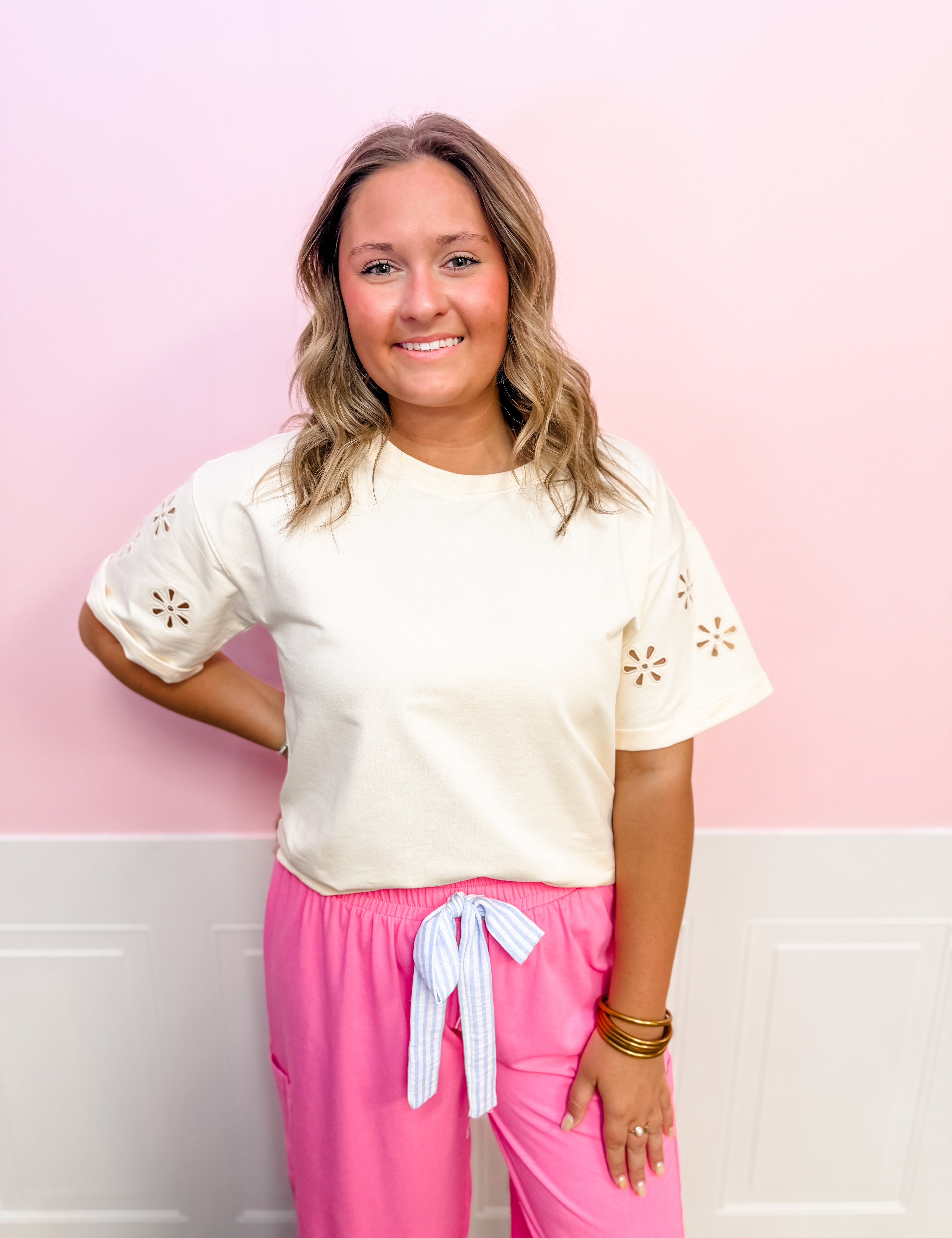 Daisy Days Eyelet Tee - Just a Small Town Girl