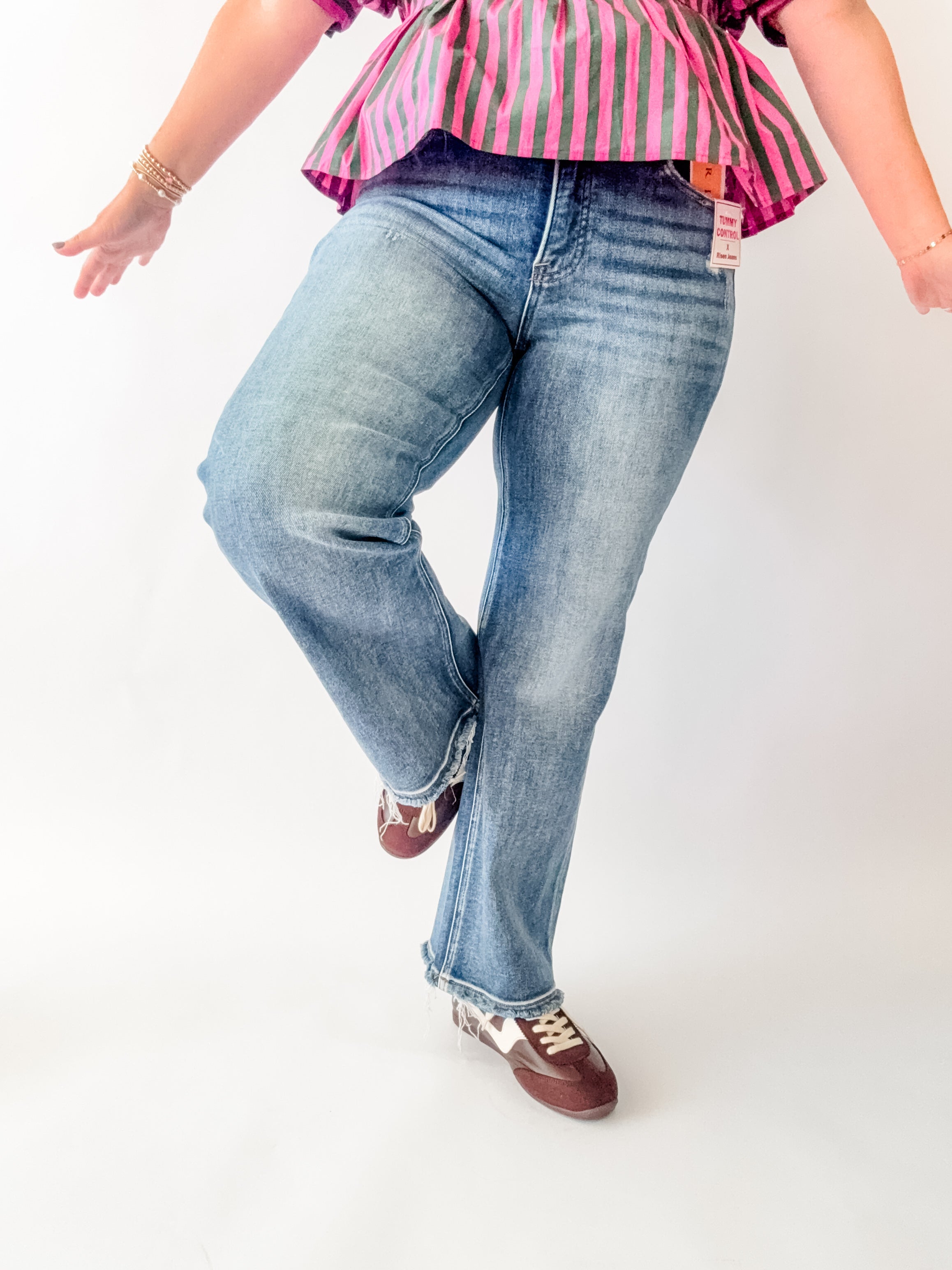 Dark Wash Tummy Control Crop Straight Jeans - Just a Small Town Girl