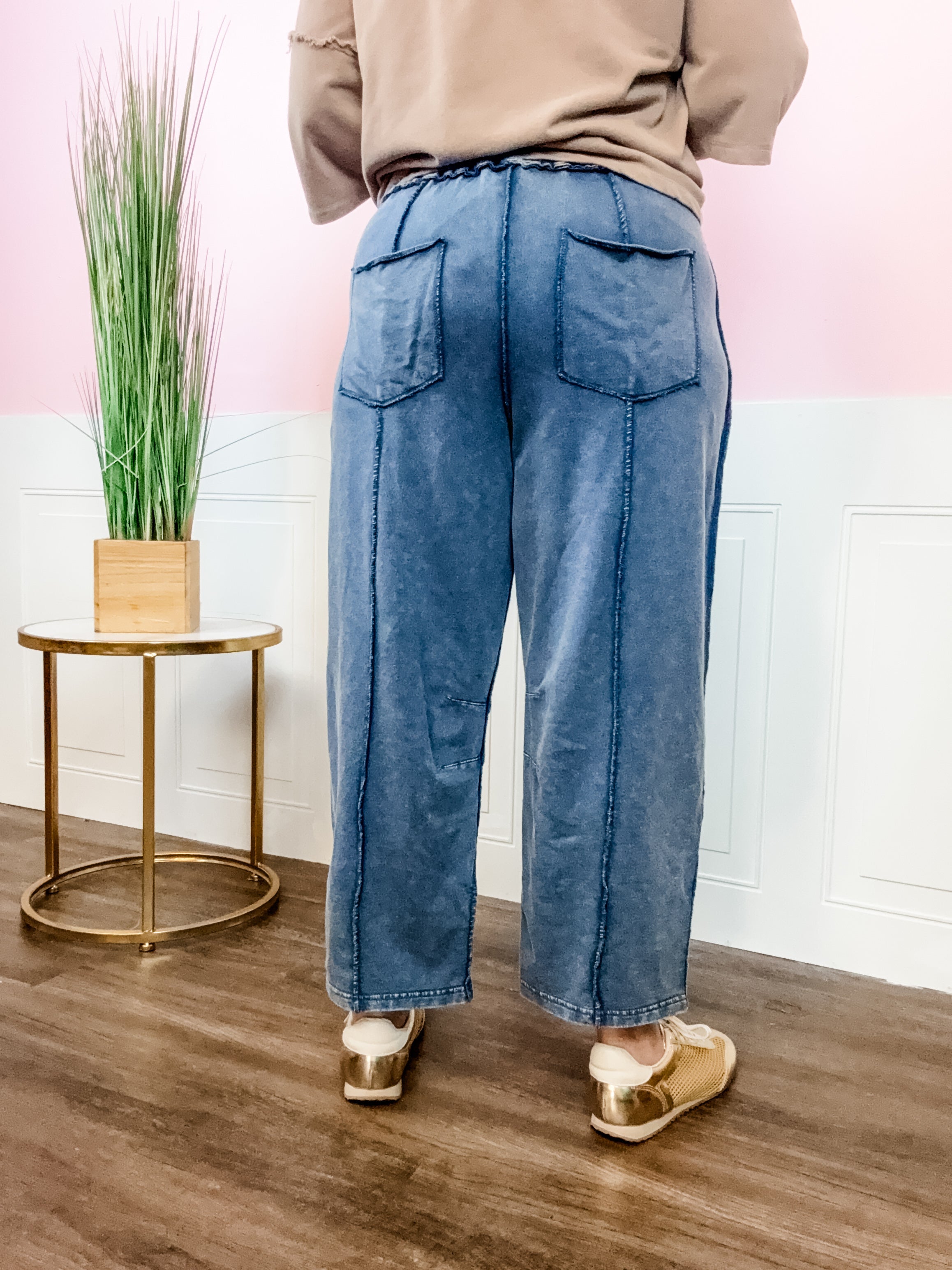 Denim Blue Mineral Wash Pants - Just a Small Town Girl