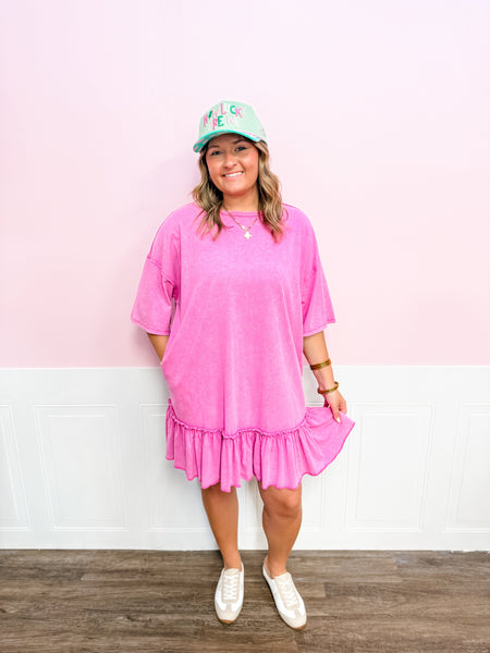 Dragon Fruit Ruffle Hem Dress - Just a Small Town Girl