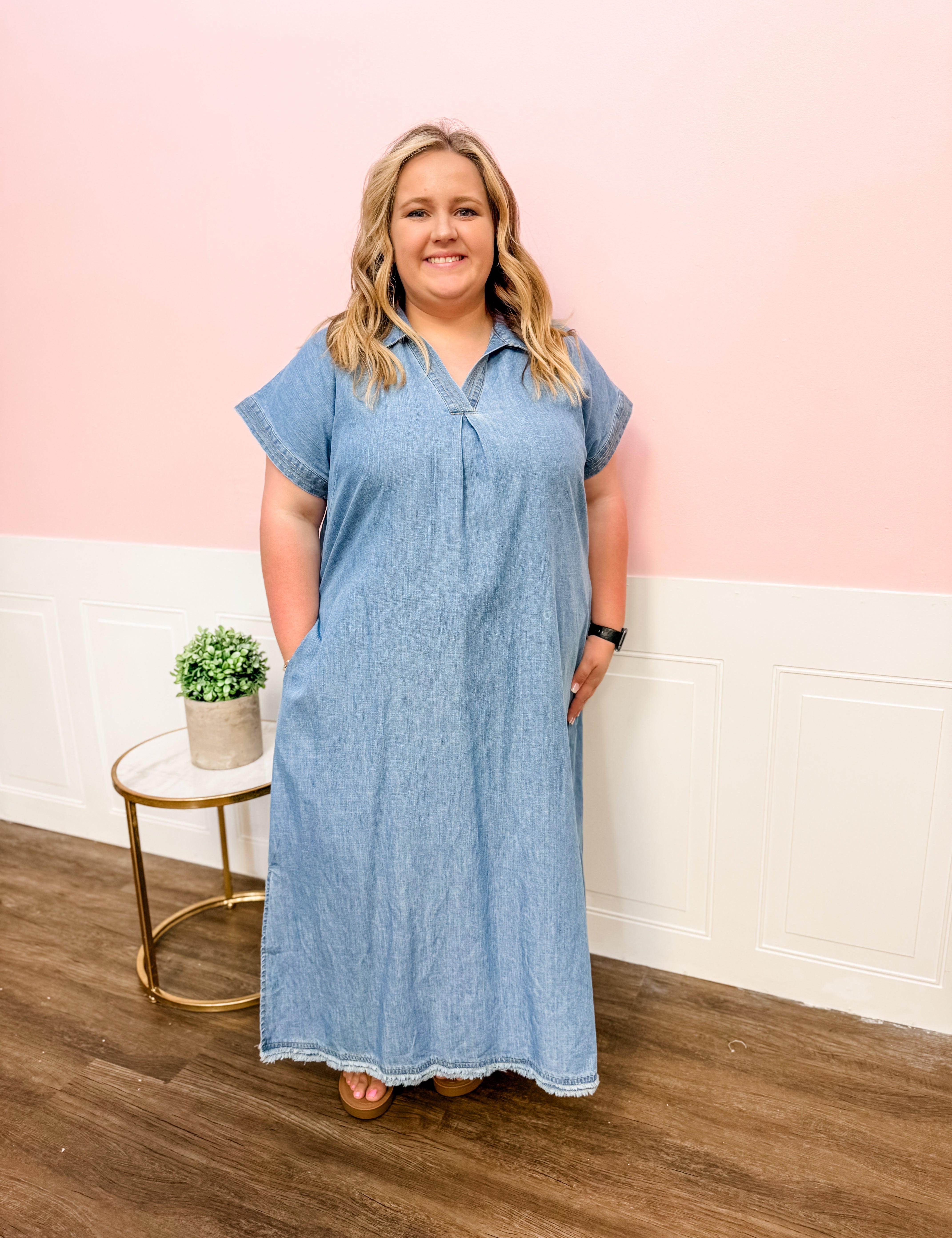 Easy Like Sunday Chambray Dress: Plus Size - Just a Small Town Girl