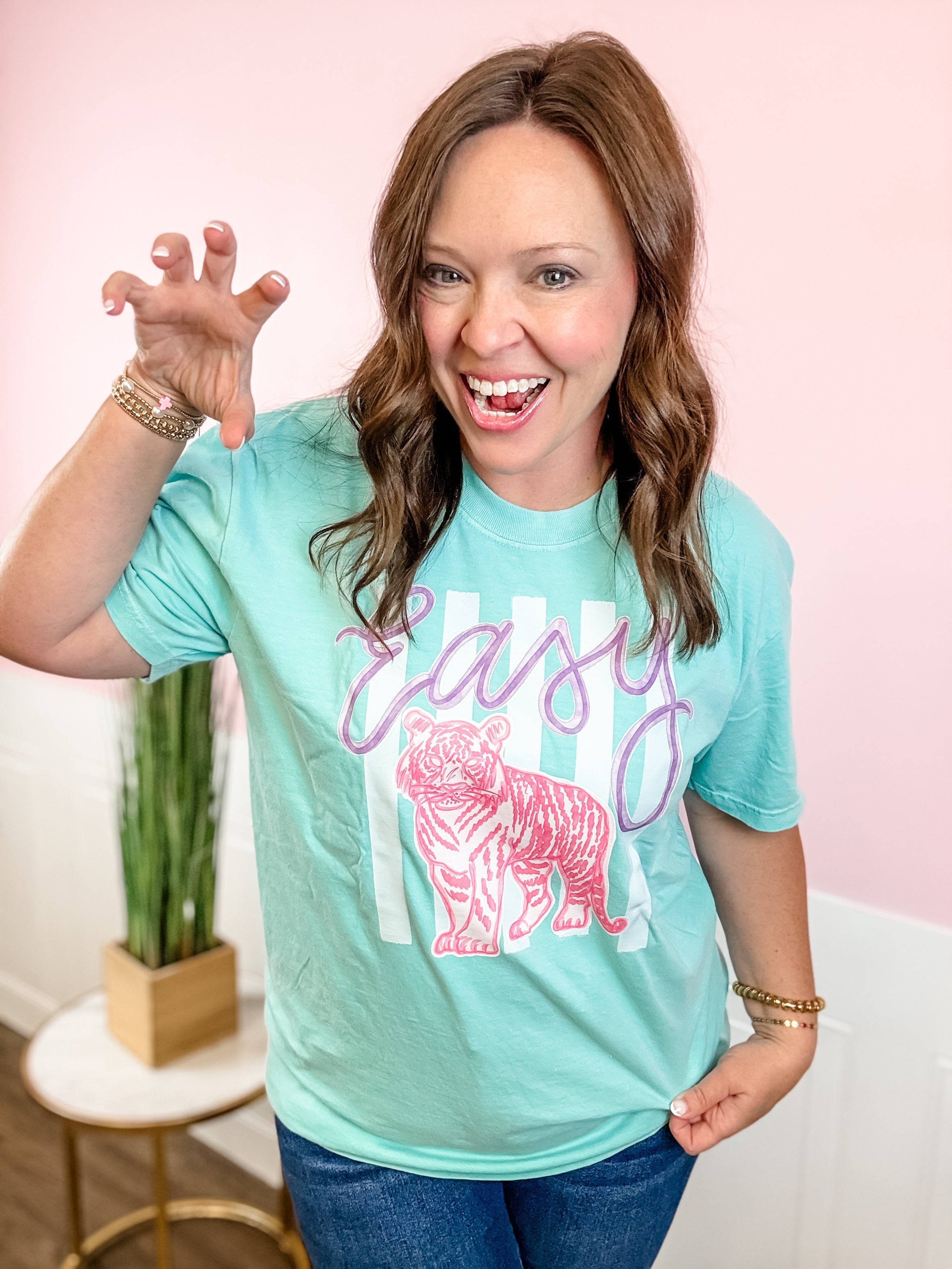 Easy Pink Tiger Graphic Tee - Just a Small Town Girl