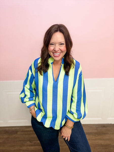 Electric Stripe Statement Top - Just a Small Town Girl